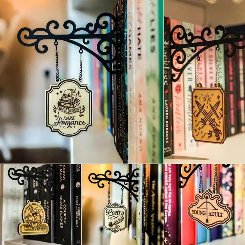 Wooden Book Genre Signs