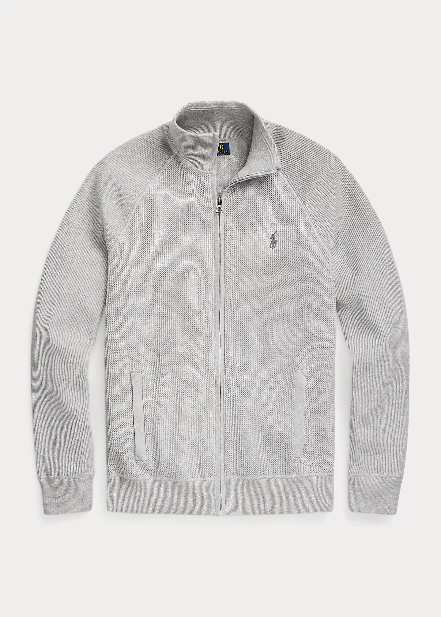 Textured Cotton Full-Zip Sweater