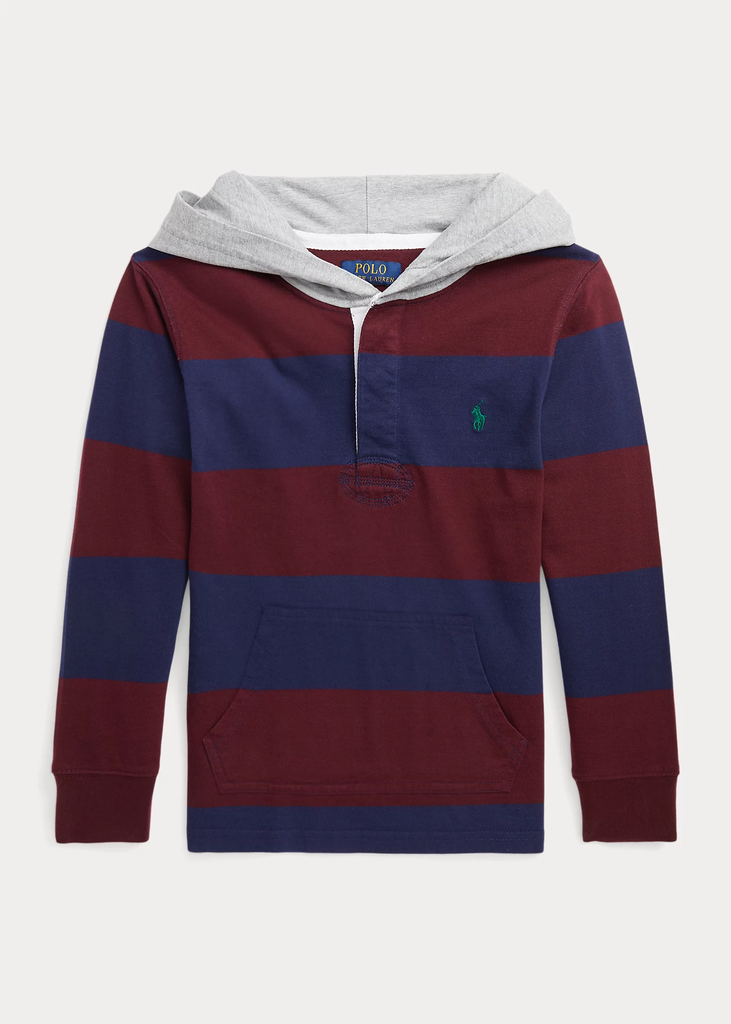 Striped Cotton Hooded Rugby Shirt