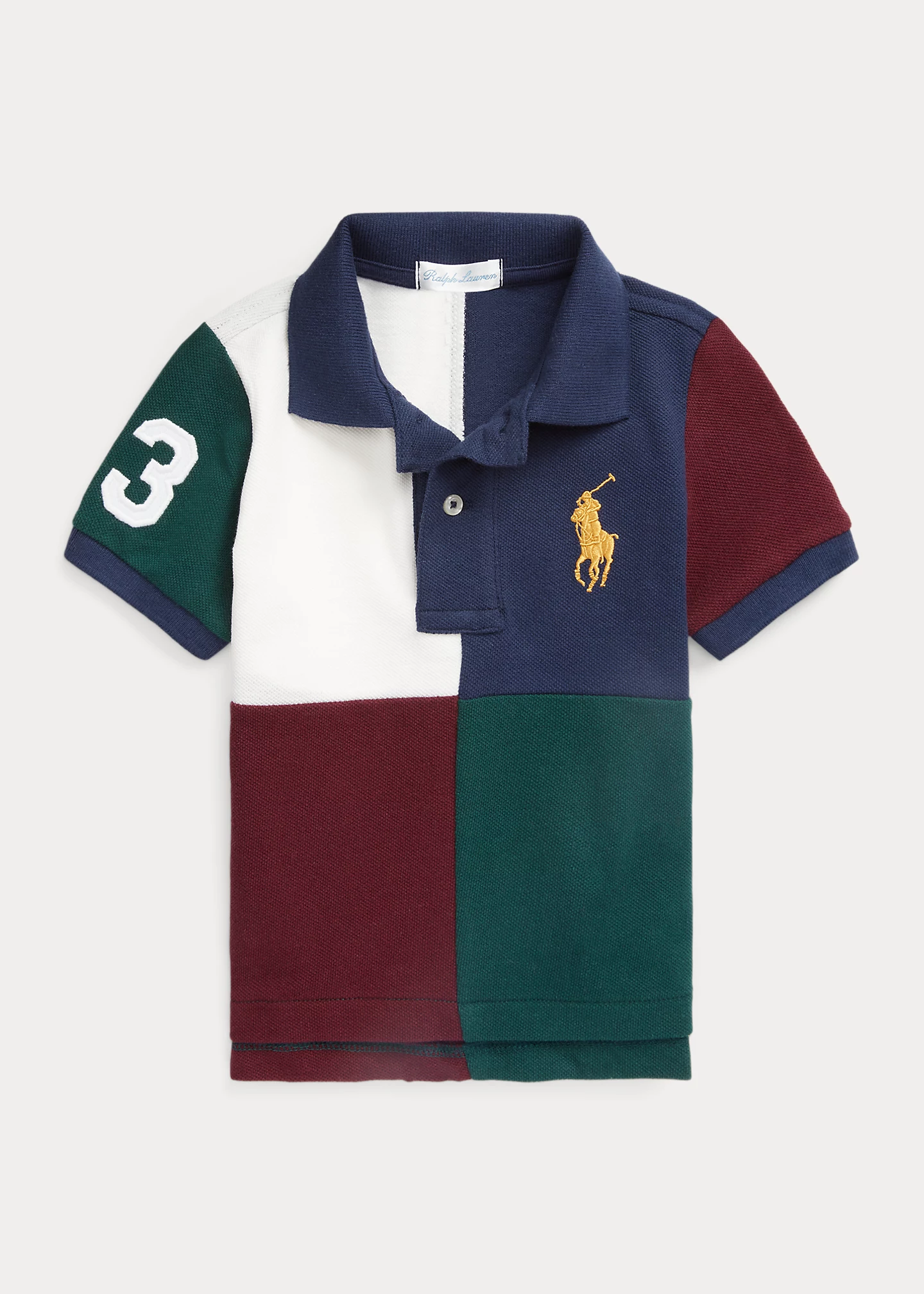 Color-Blocked Big Pony Cotton Polo Shirt
