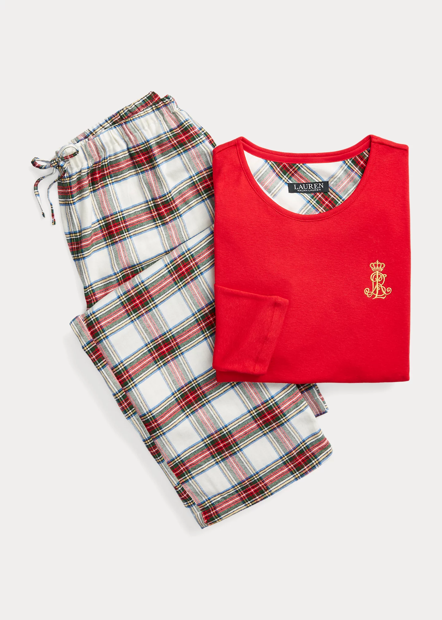 Plaid Brushed Twill & Jersey Pajama Set