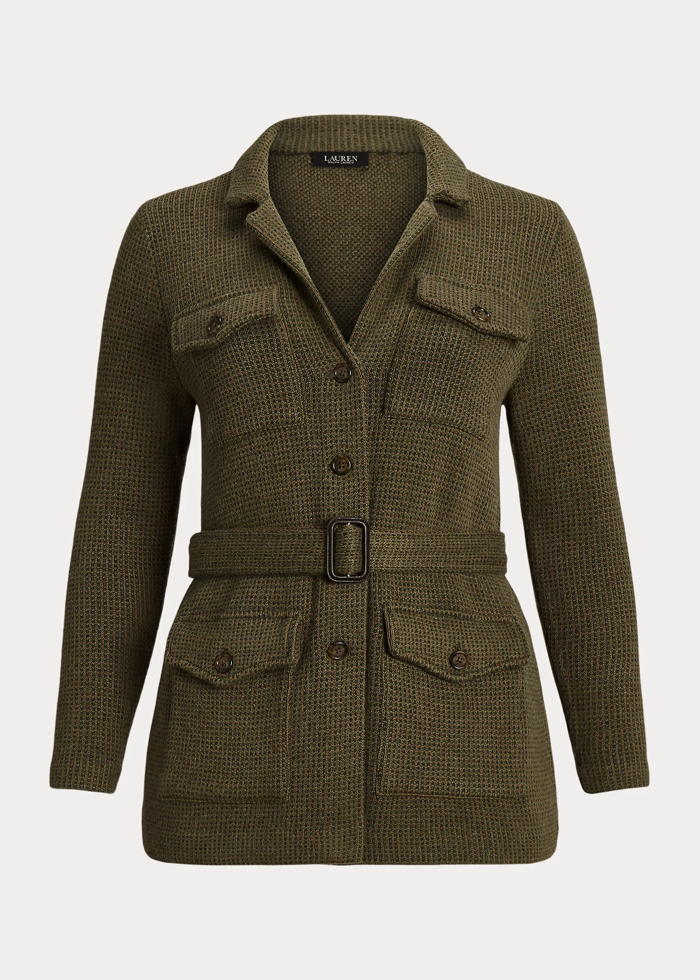Belted Tweed Jacquard Blazer
