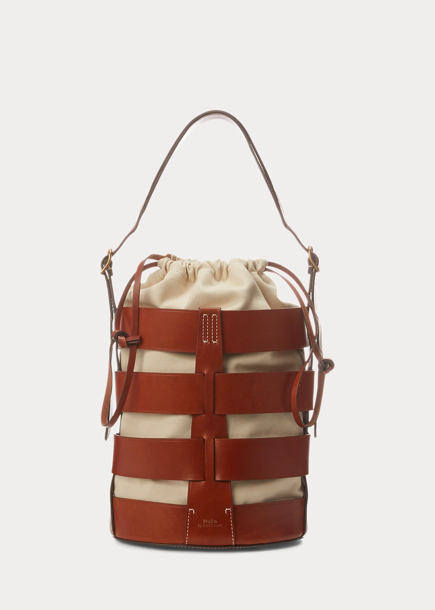 Leather Medium Basketweave Bucket Bag