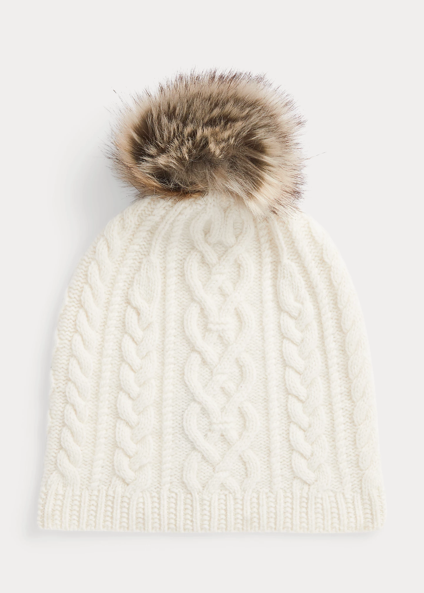 Aran-Knit Wool-Blend Pom-Pom Hat