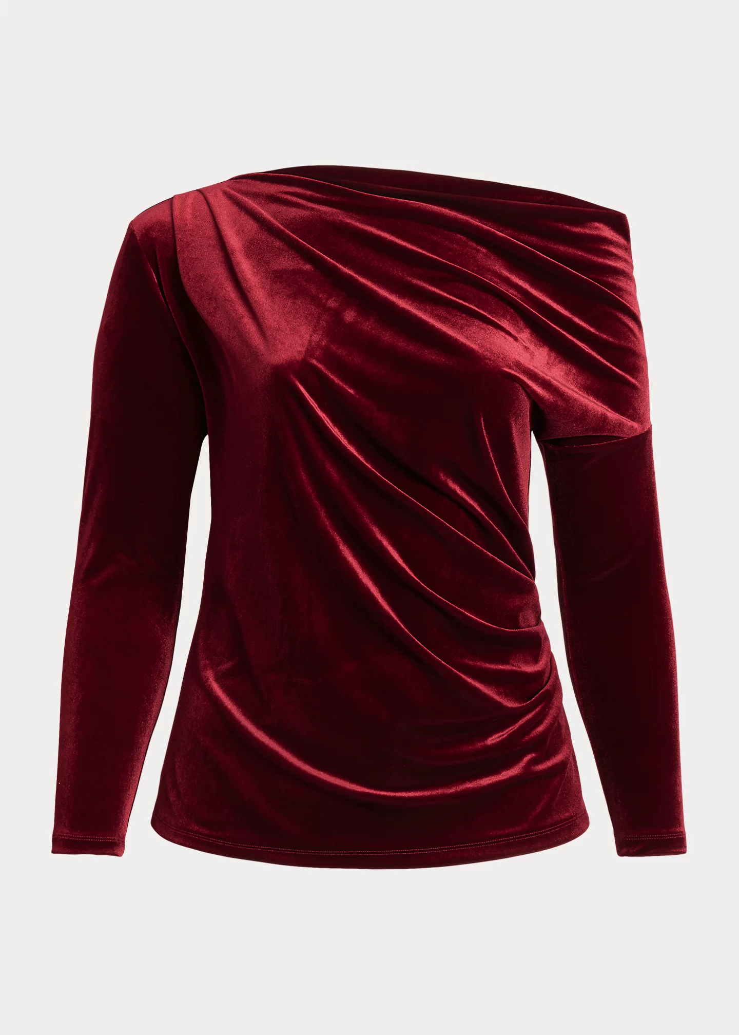 Pleated Velvet Off-the-Shoulder Top