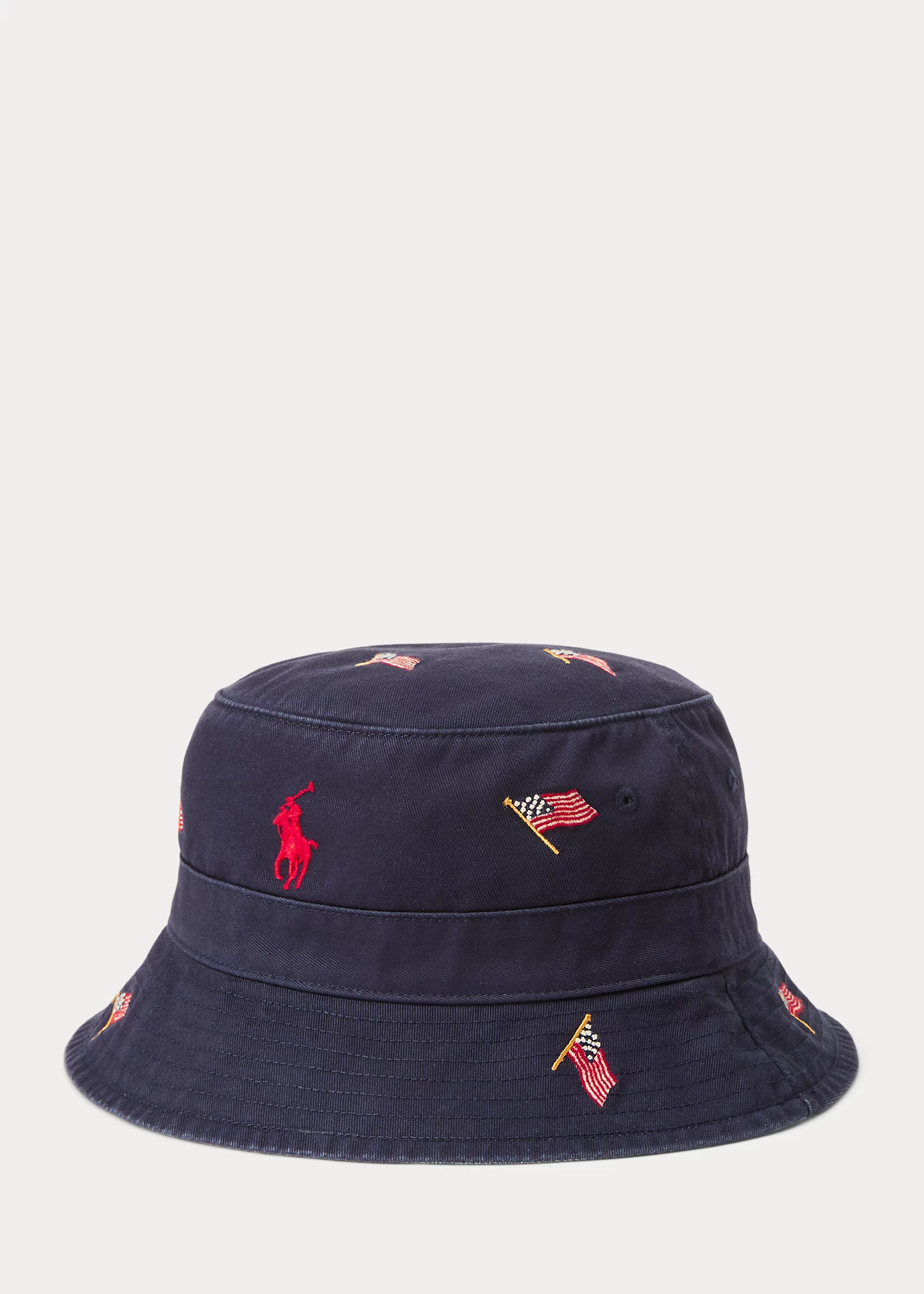 Flag-Embroidered Twill Bucket Hat