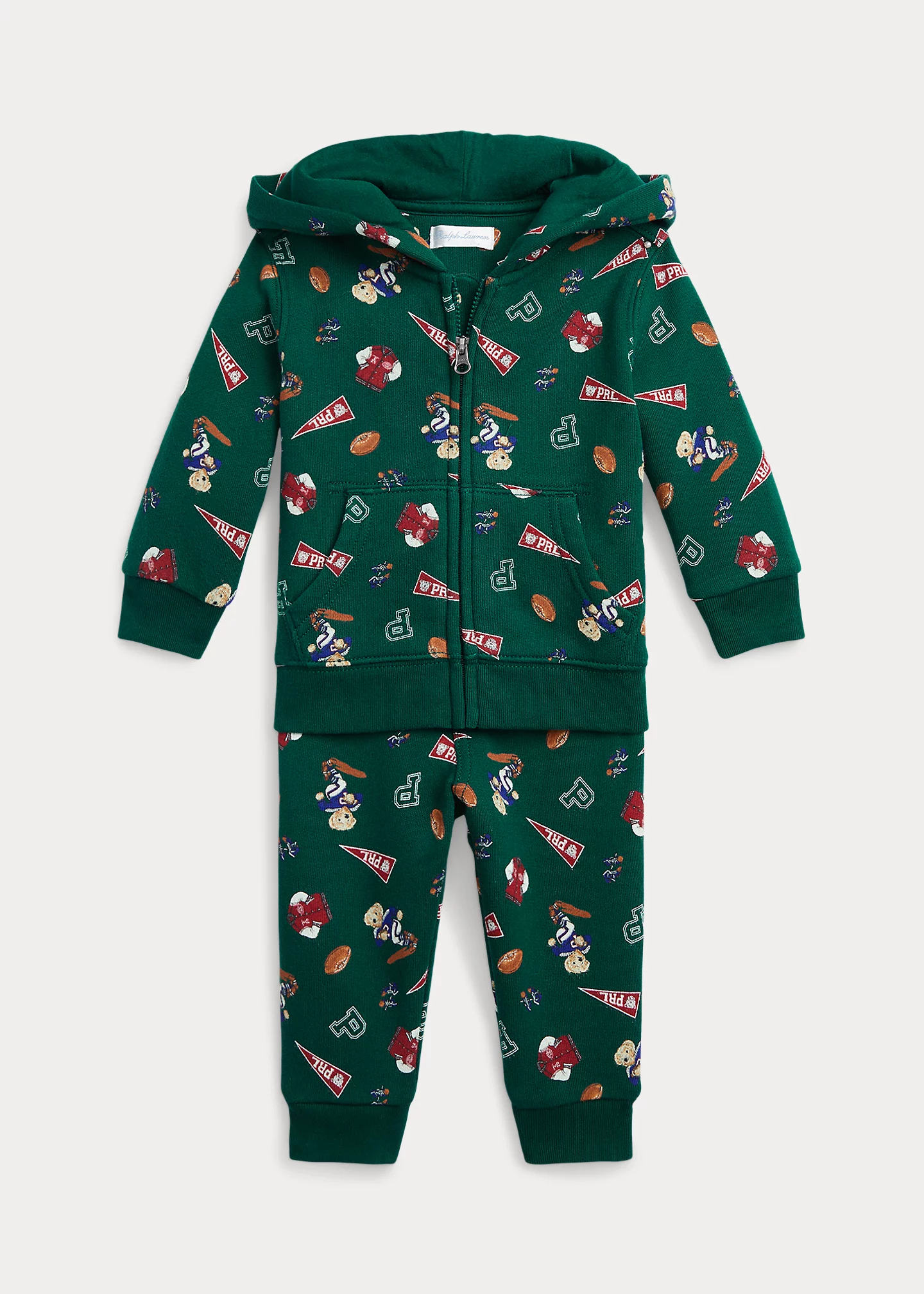 Football Polo Bear Hoodie & Pant Set