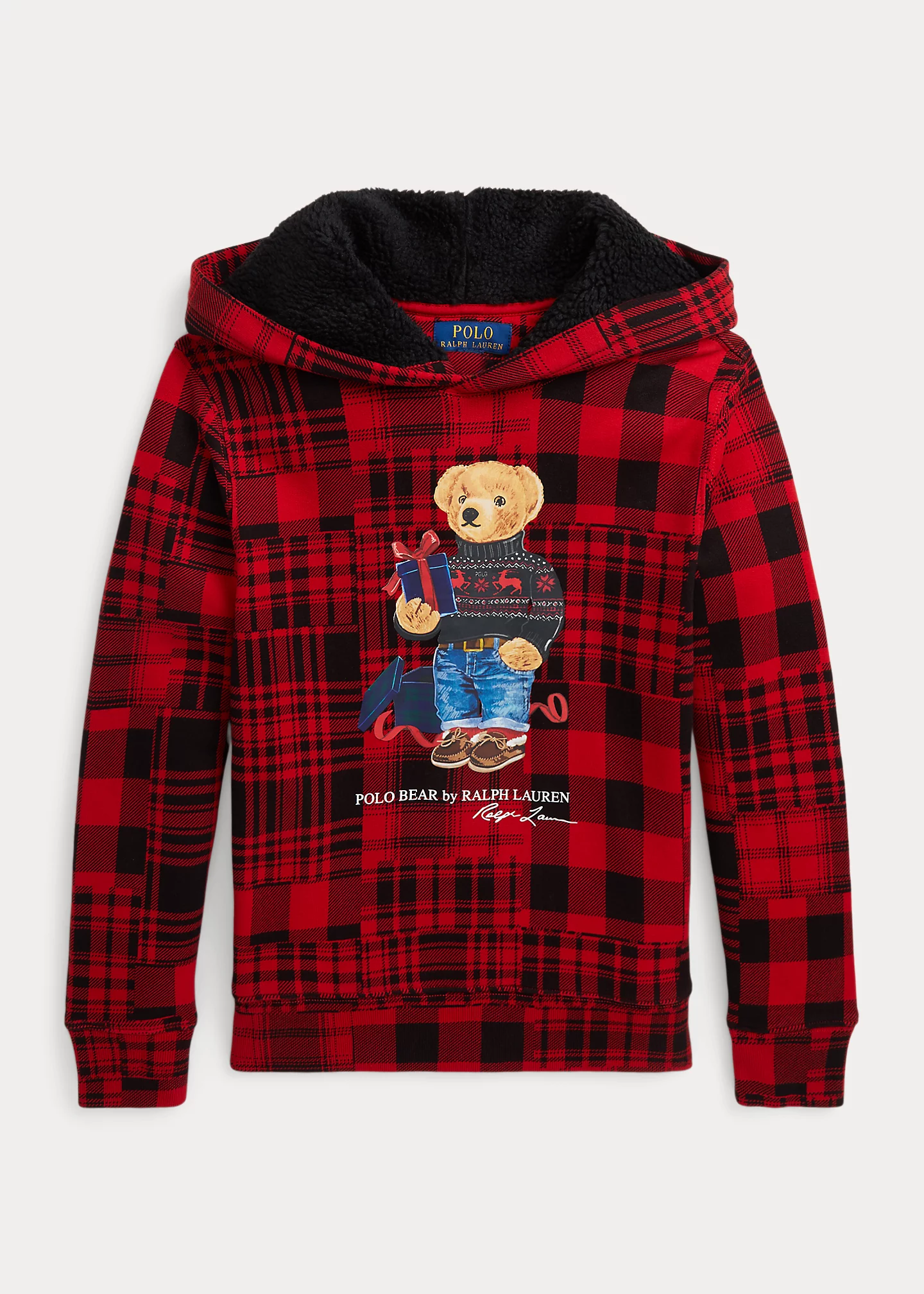Polo Bear Plaid Fleece Hoodie