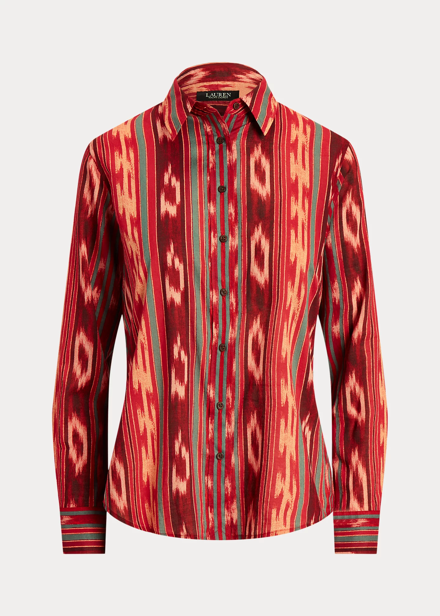 Geo-Striped Cotton Voile Shirt