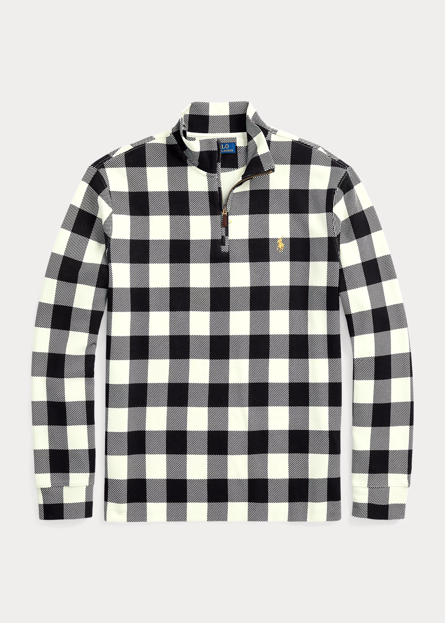 Checked Double-Knit Quarter-Zip Pullover