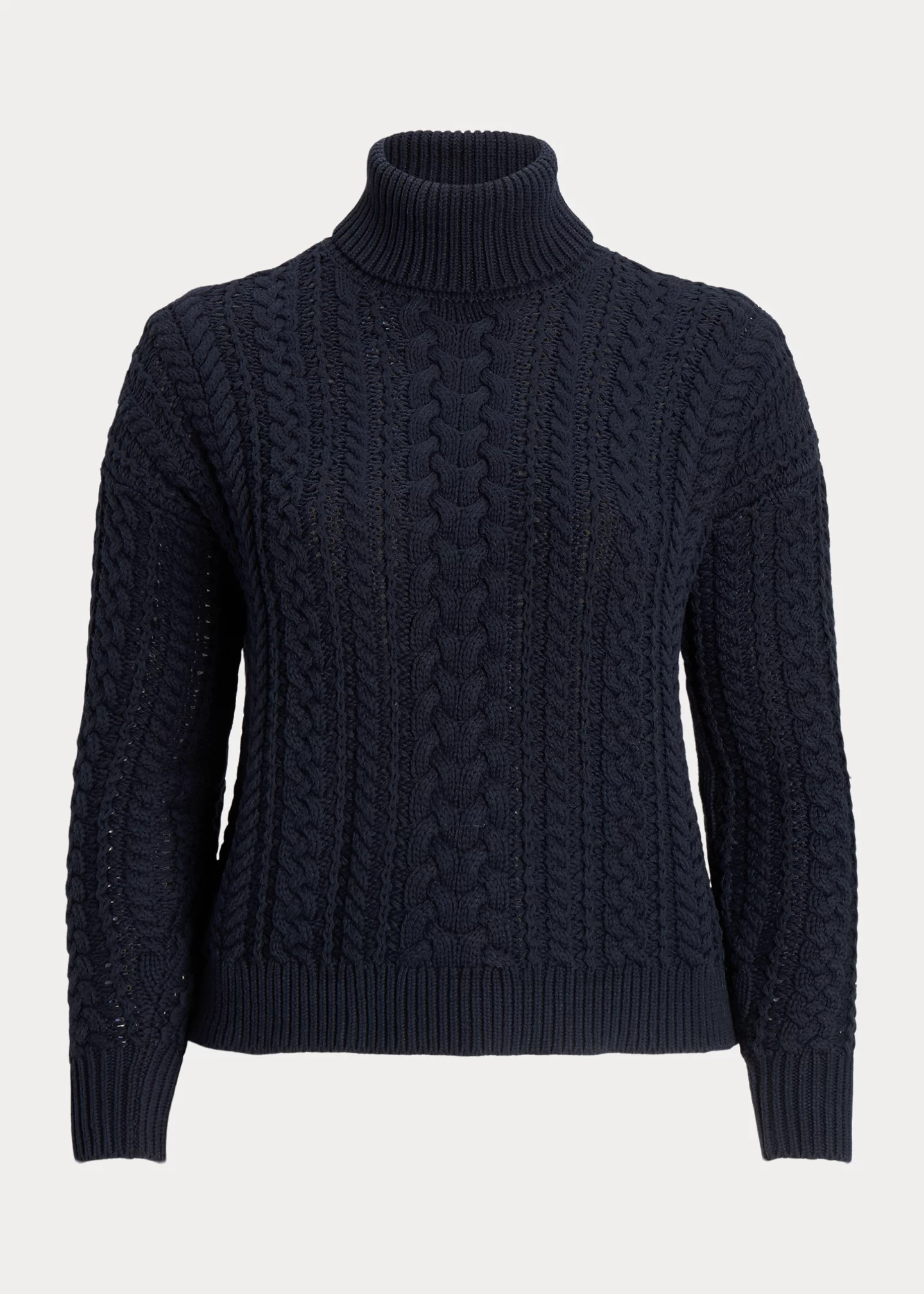 Cable-Knit Cotton-Blend Turtleneck