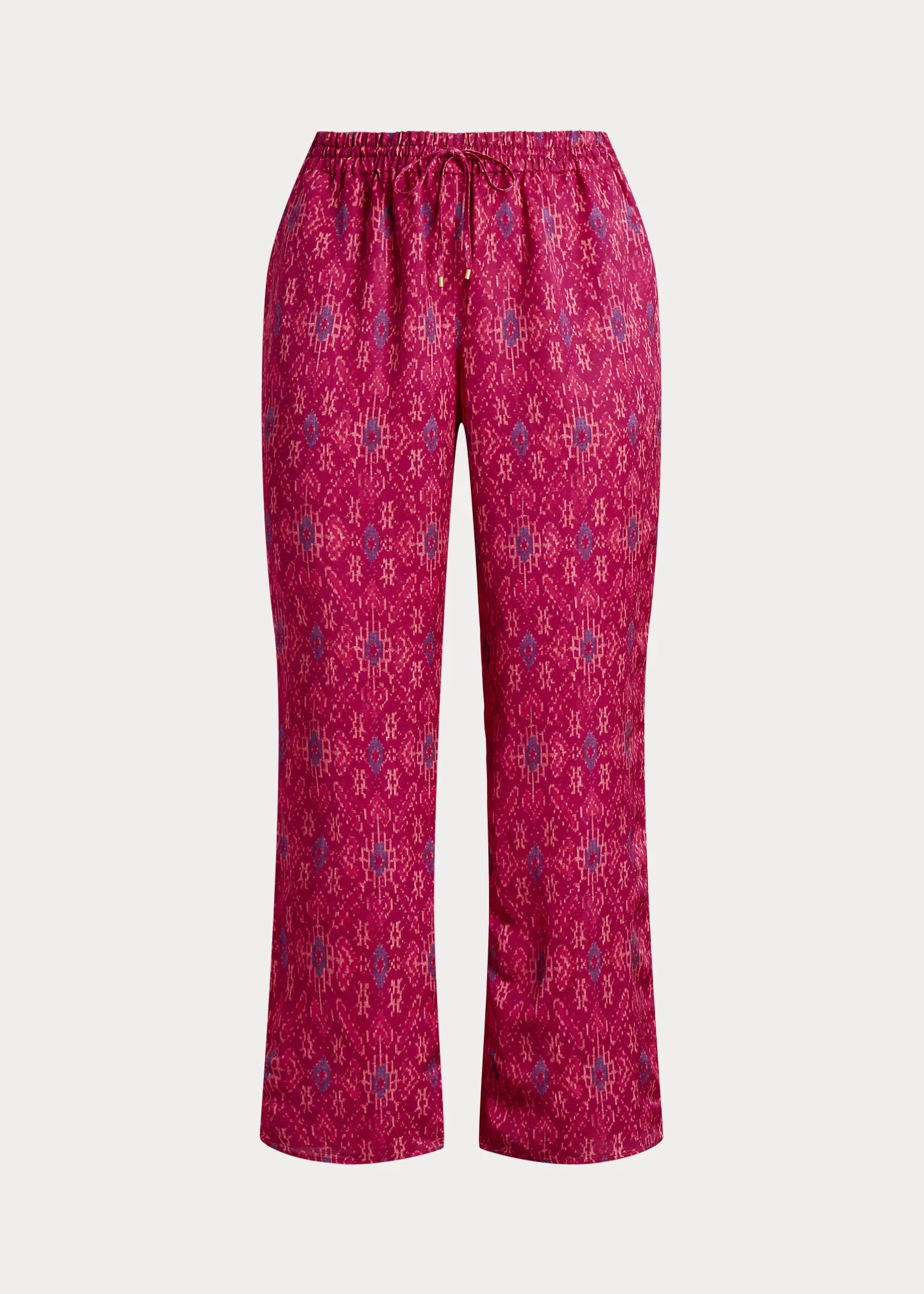 Geo-Print Satin Shantung Wide-Leg Pant