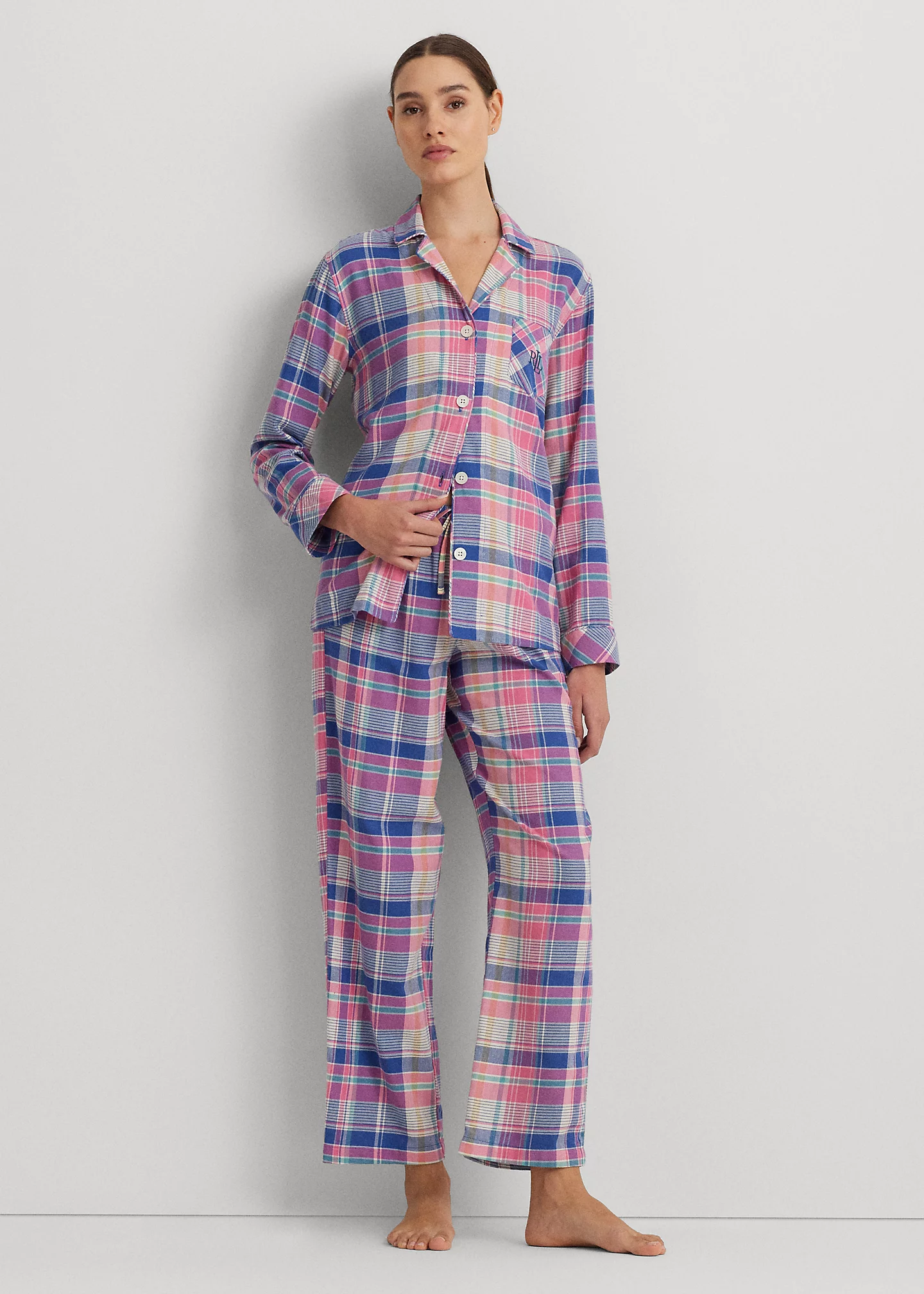 Checked Plaid Brushed Twill Sleep Set