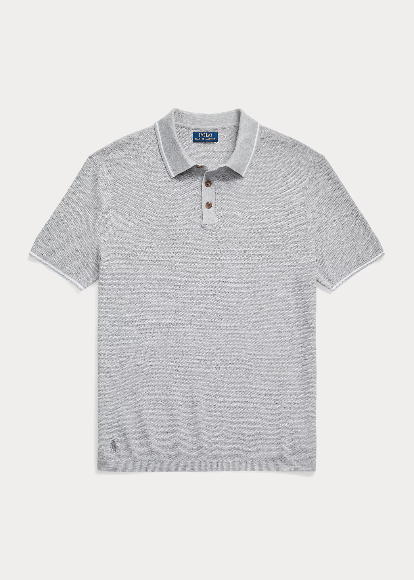 Cotton-Linen Polo-Collar Sweater