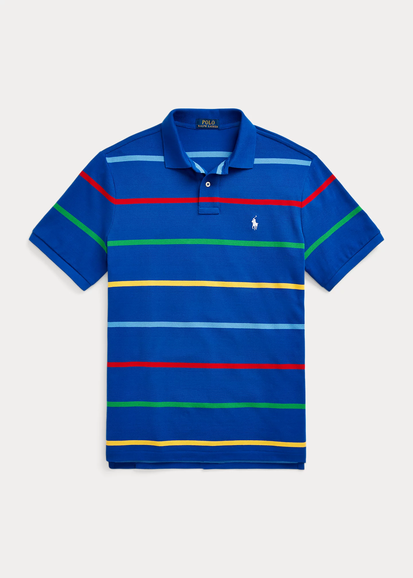 Classic Fit Striped Mesh Polo Shirt