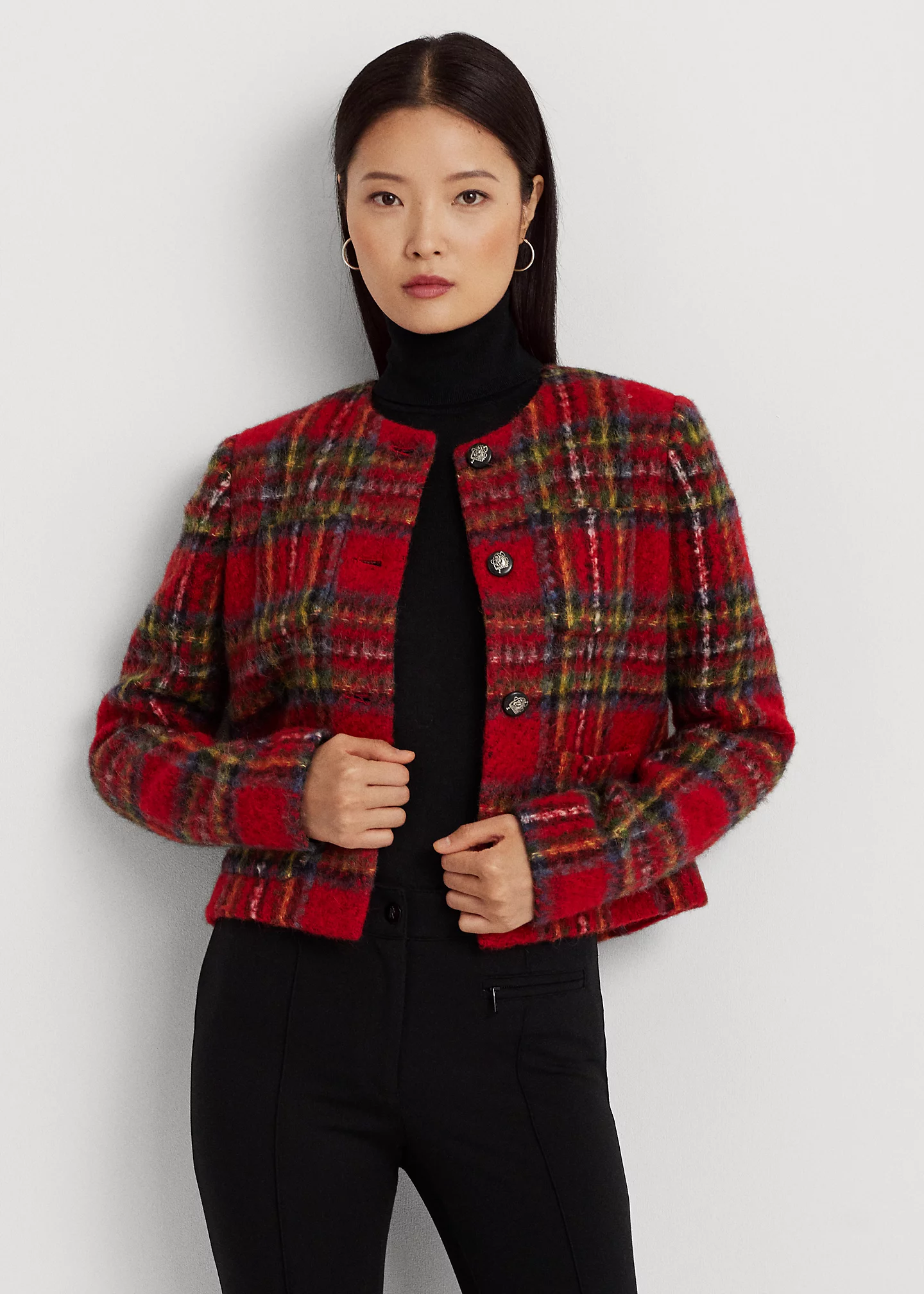 Plaid Mohair Cropped Jacket