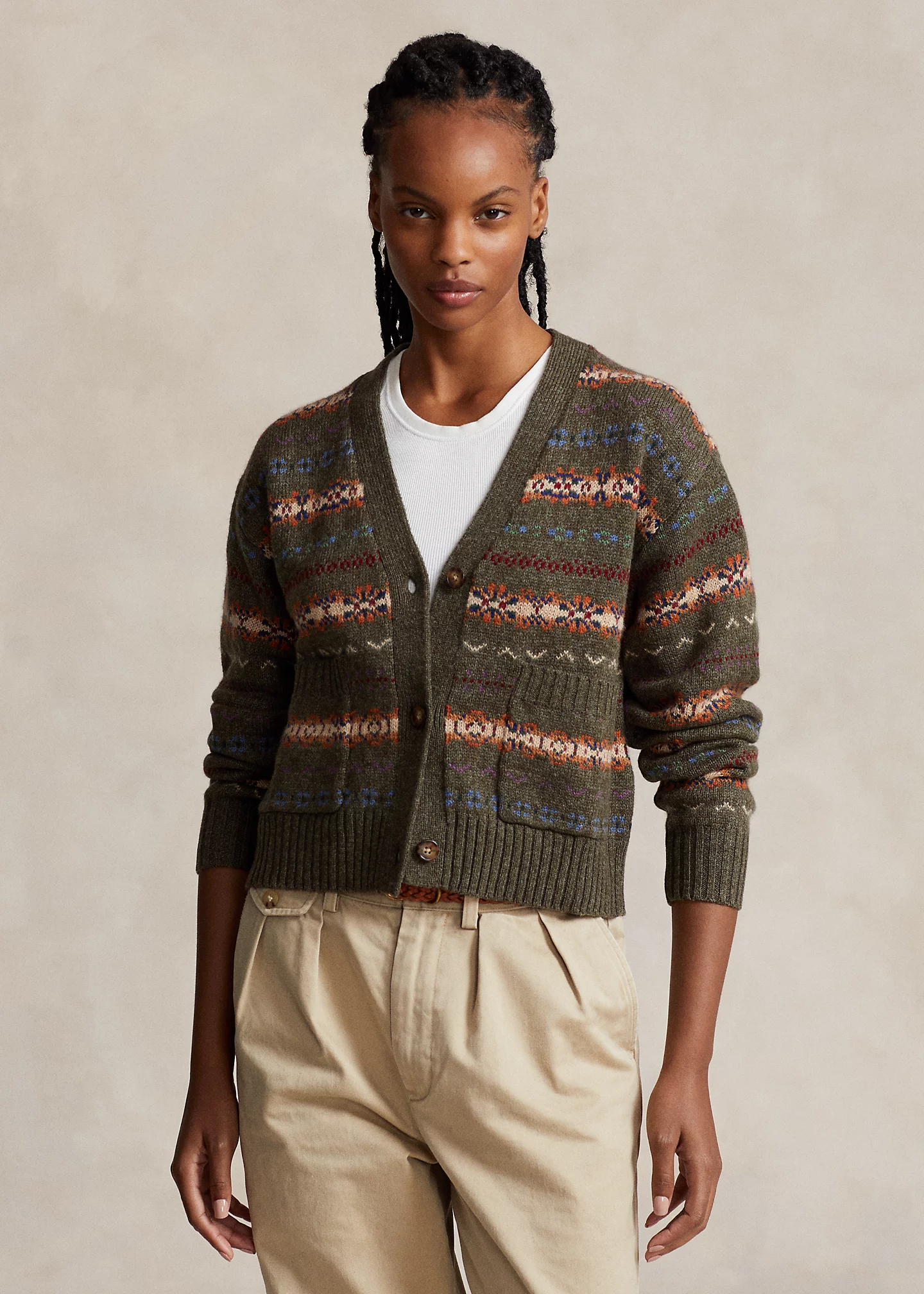 Fair Isle Wool-Blend V-Neck Cardigan
