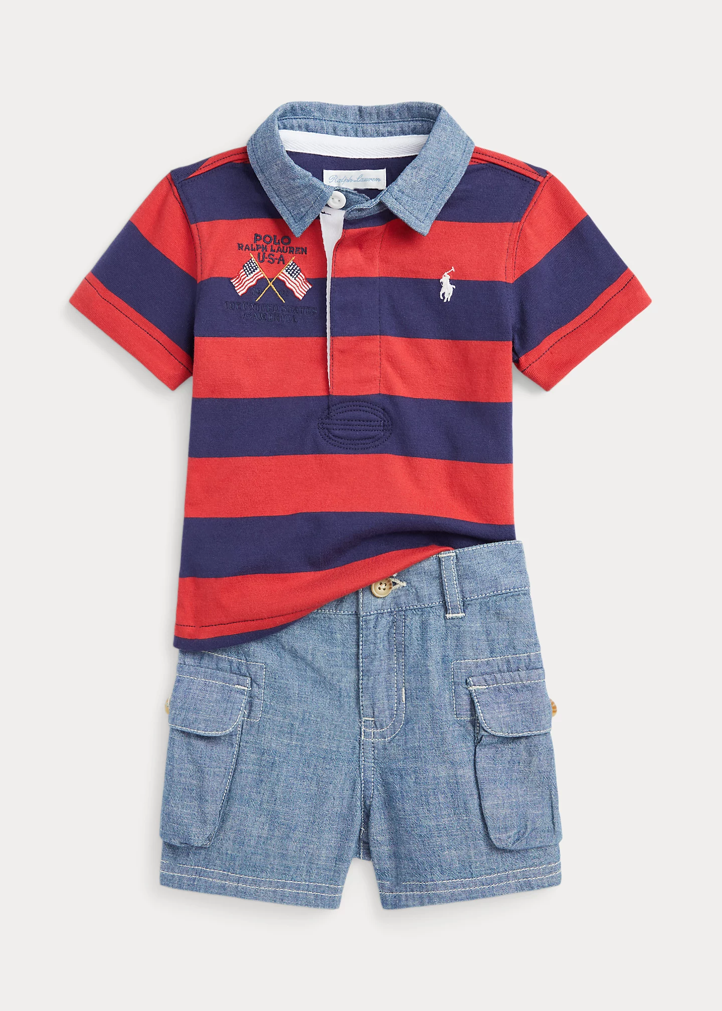 Jersey Rugby Shirt & Chambray Short Set