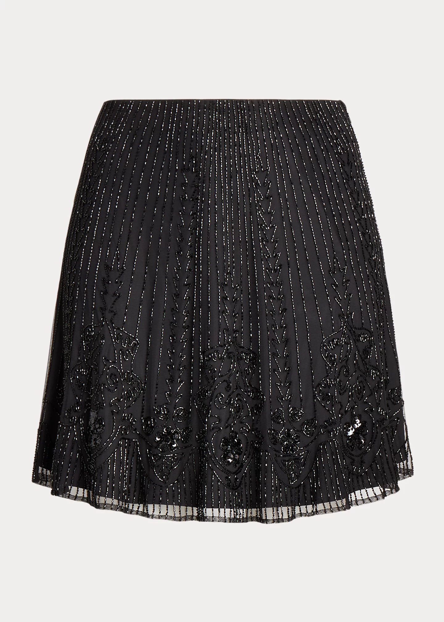 Beaded Mesh A-line Skirt