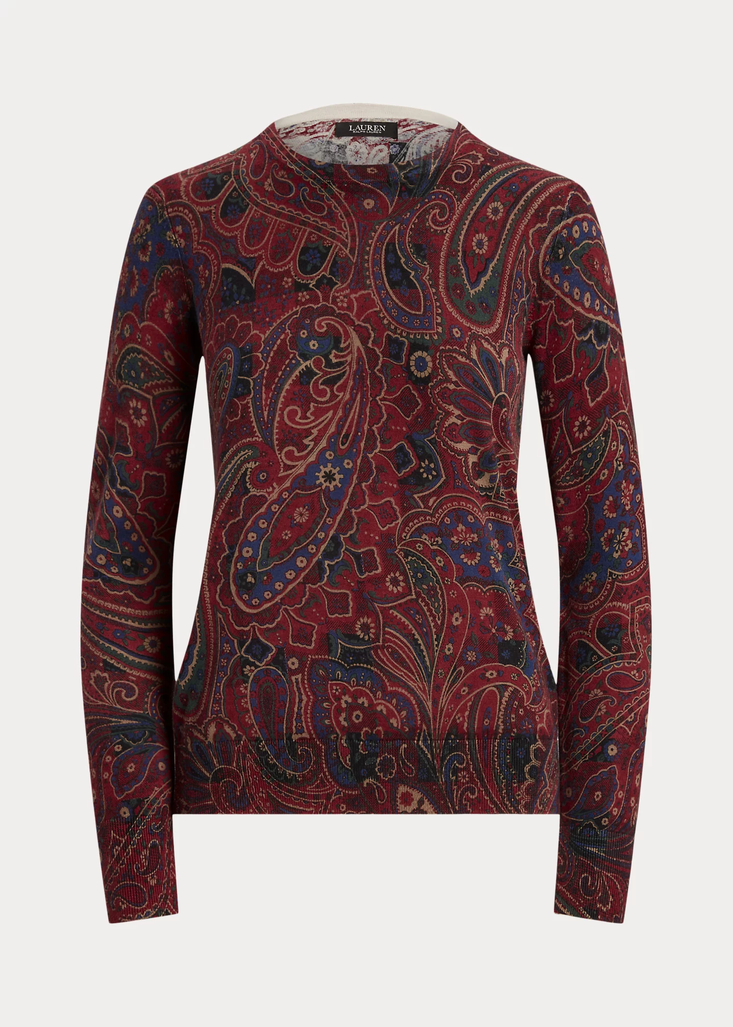 Checked Paisley Cotton-Blend Sweater