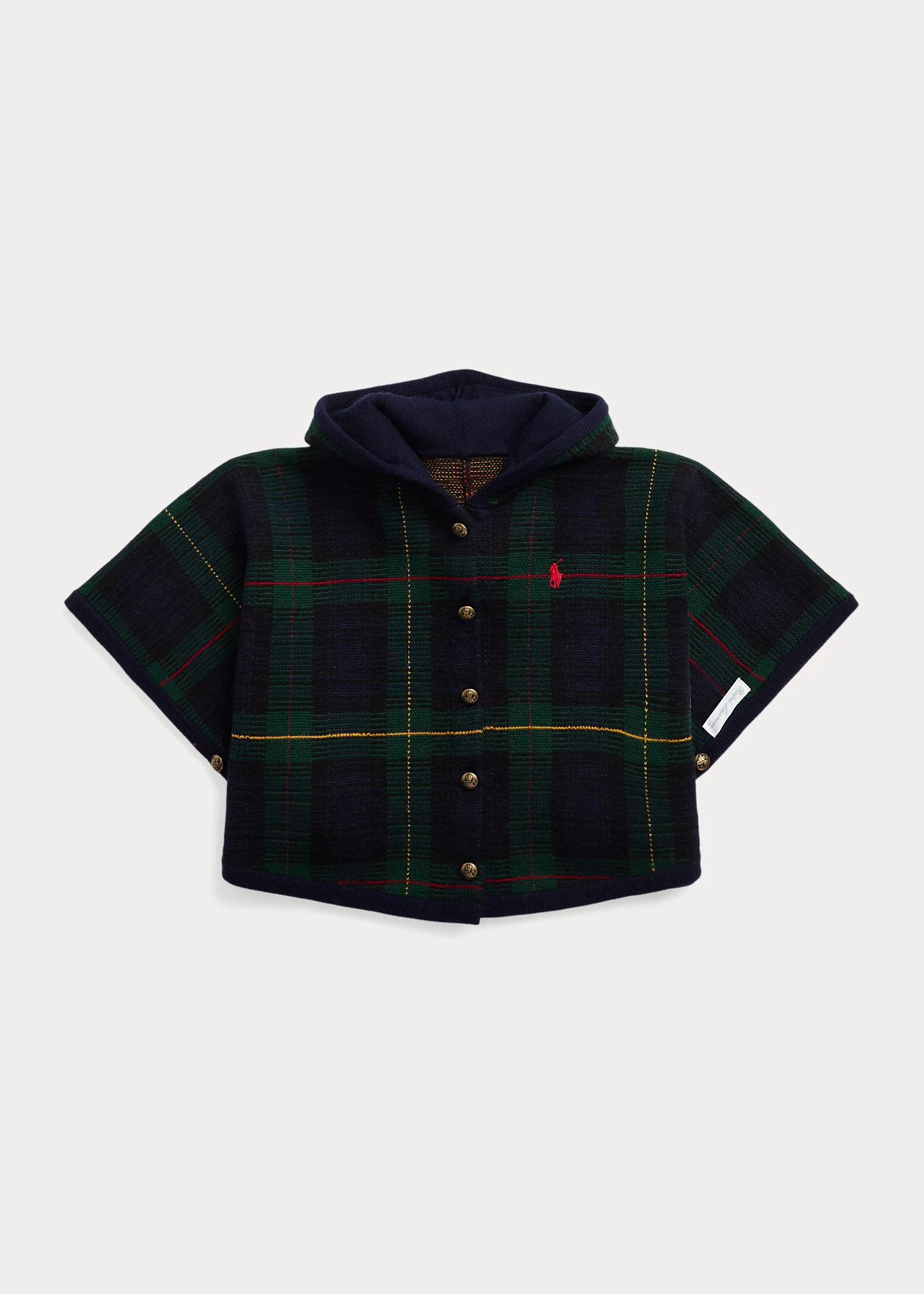 Plaid Wool Hooded Poncho