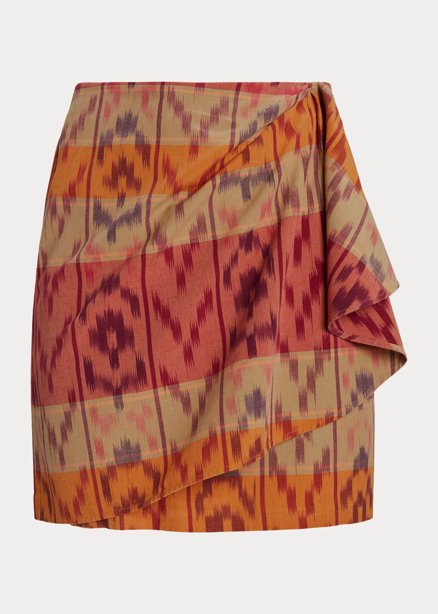 Geo-Motif Cotton-Linen Wrap Skirt