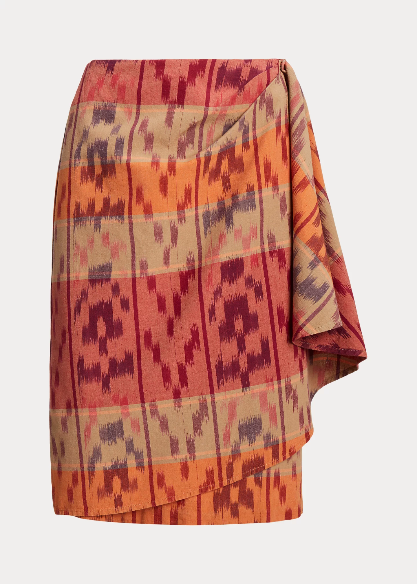 Geo-Motif Cotton-Linen Wrap Skirt