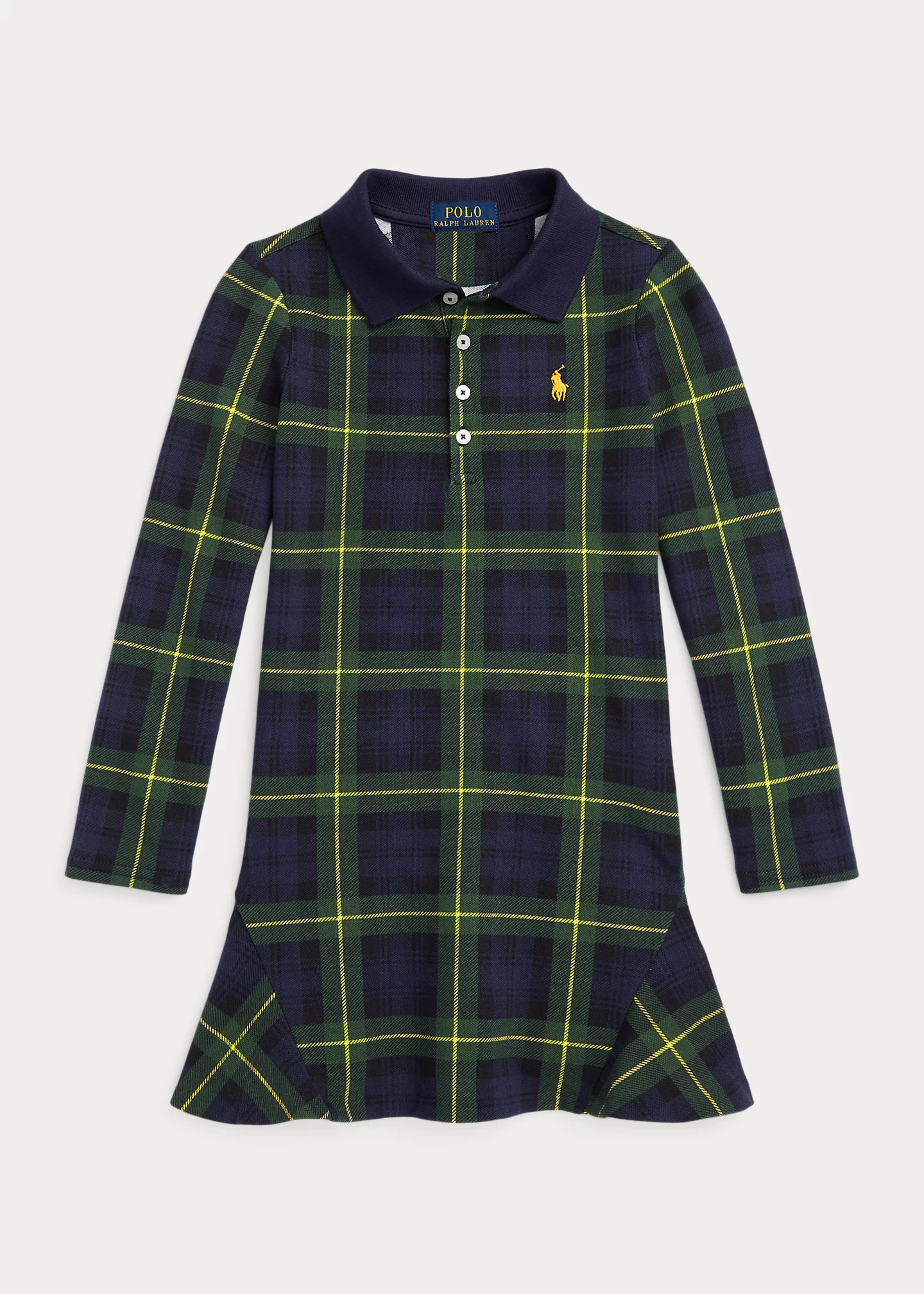 Plaid Stretch Mesh Polo Dress