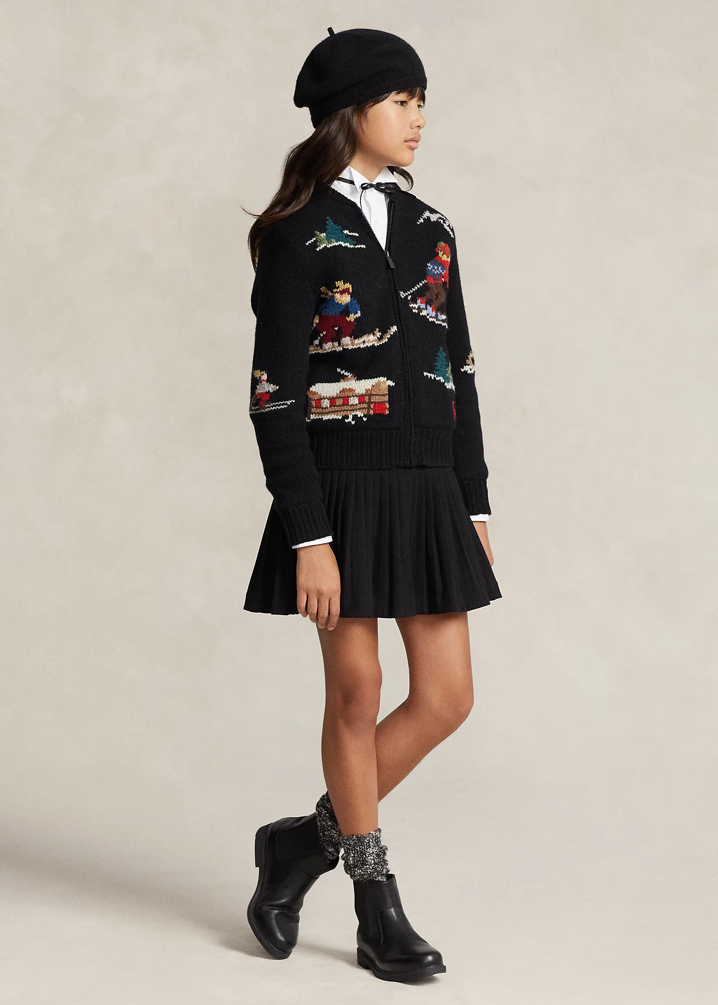 Pleated Flannel Skirt