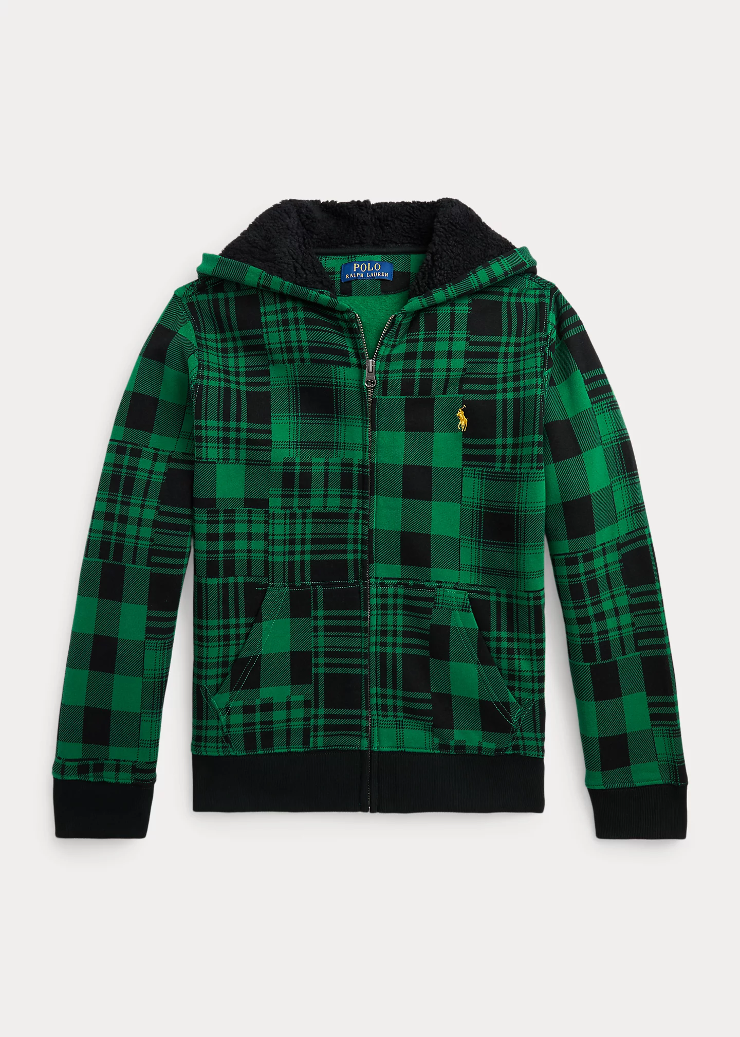 Plaid Fleece Full-Zip Hoodie