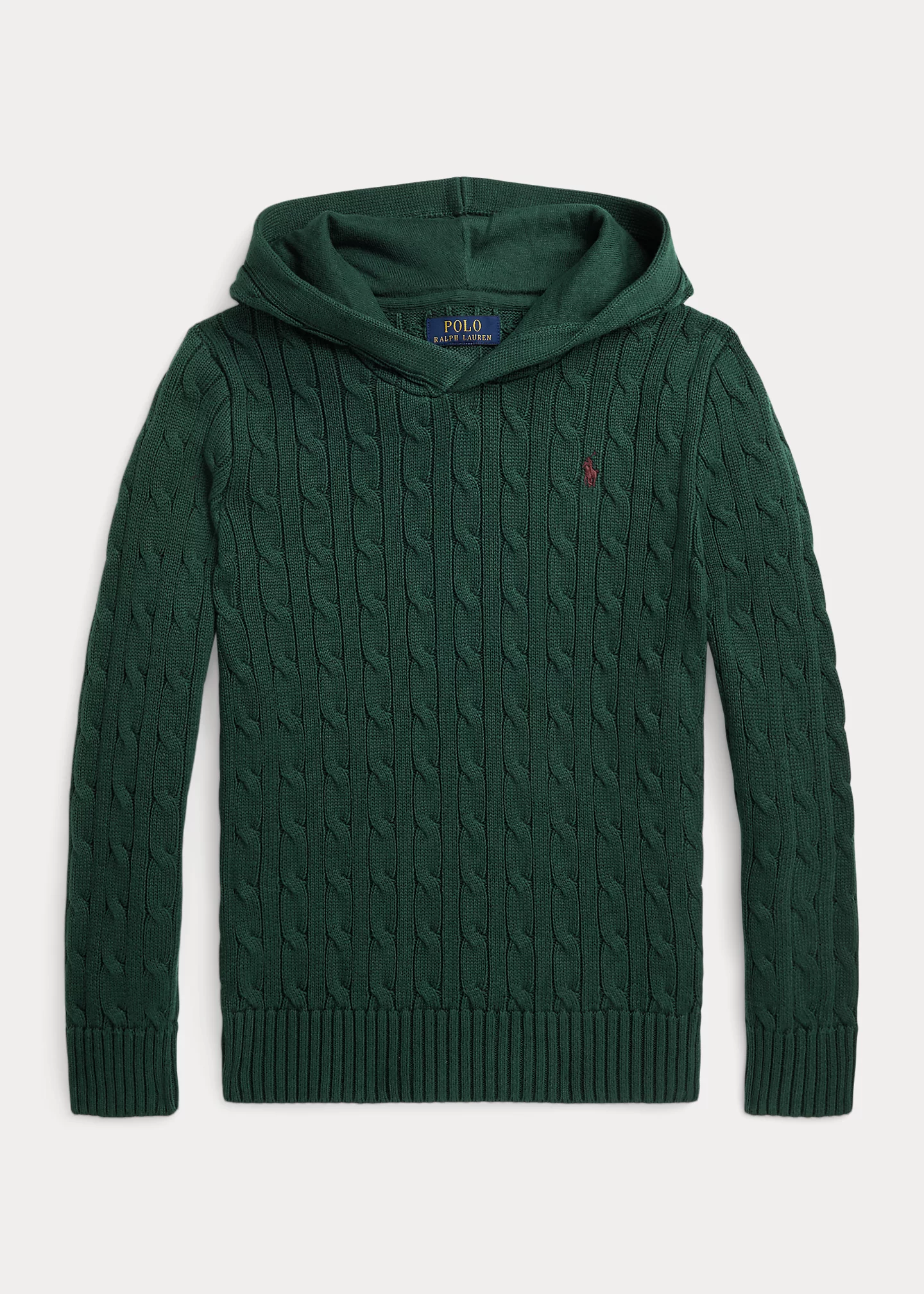 Cable-Knit Cotton Hooded Sweater