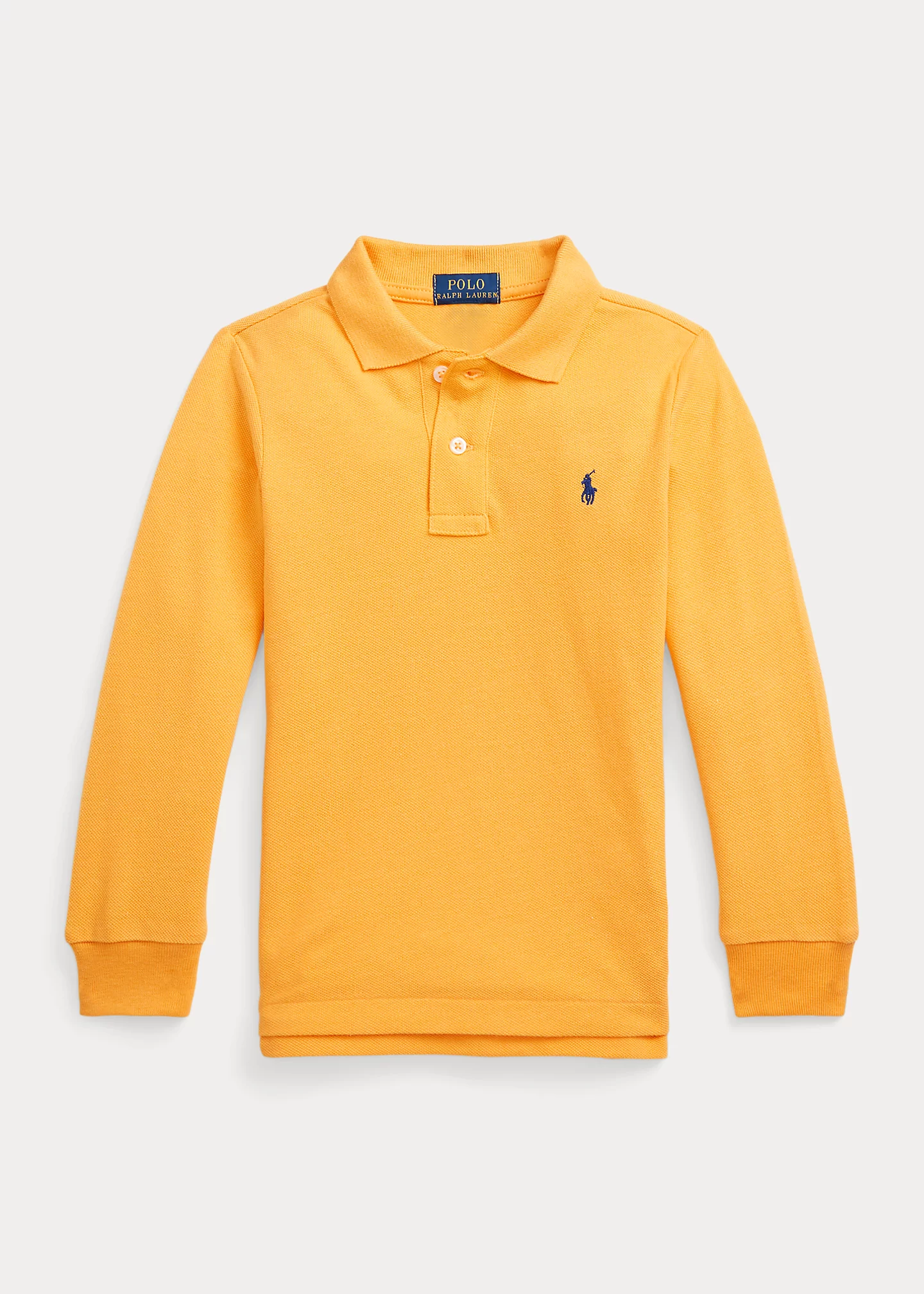 Cotton Mesh Long-Sleeve Polo Shirt