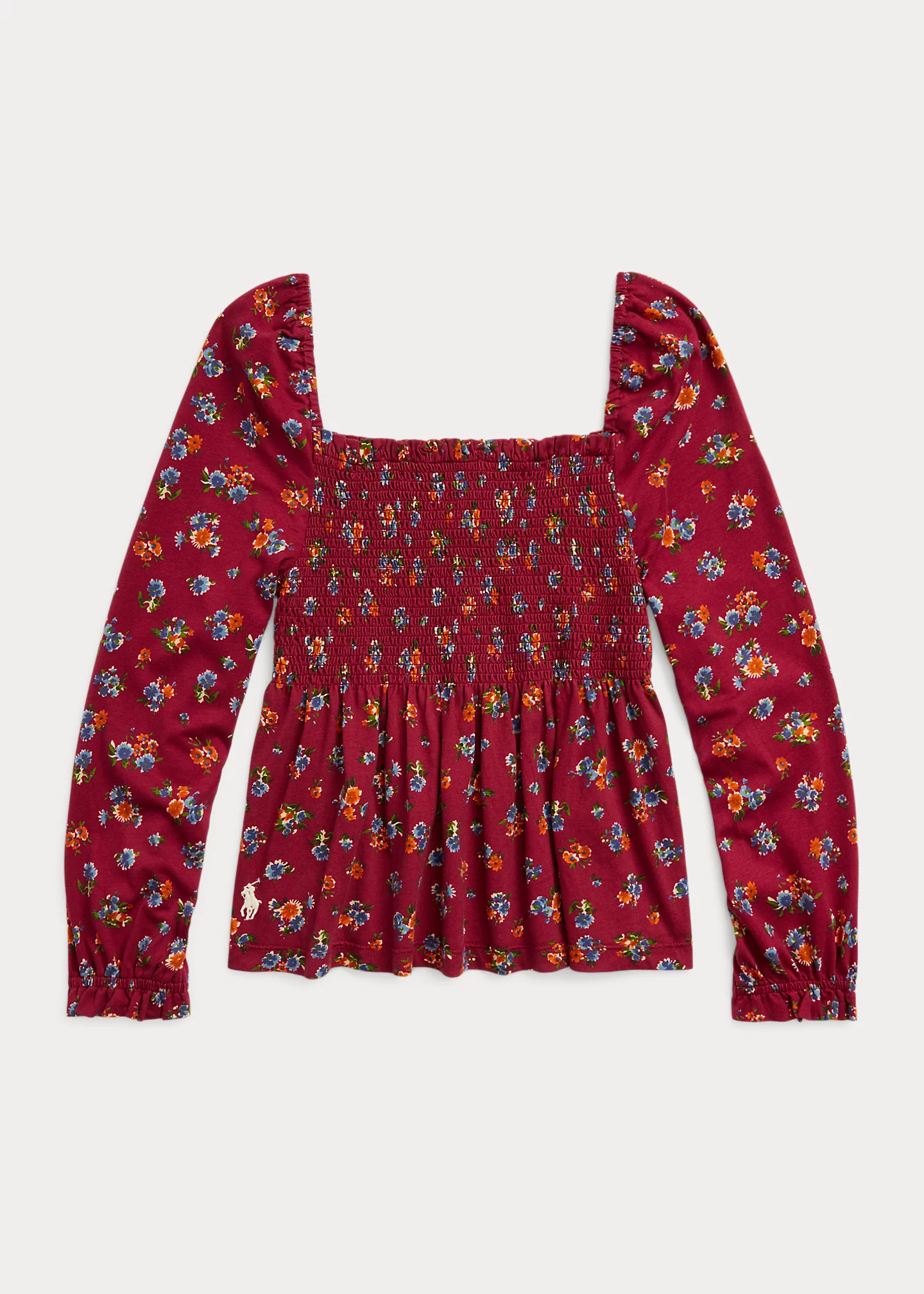 Floral Smocked Cotton Jersey Top