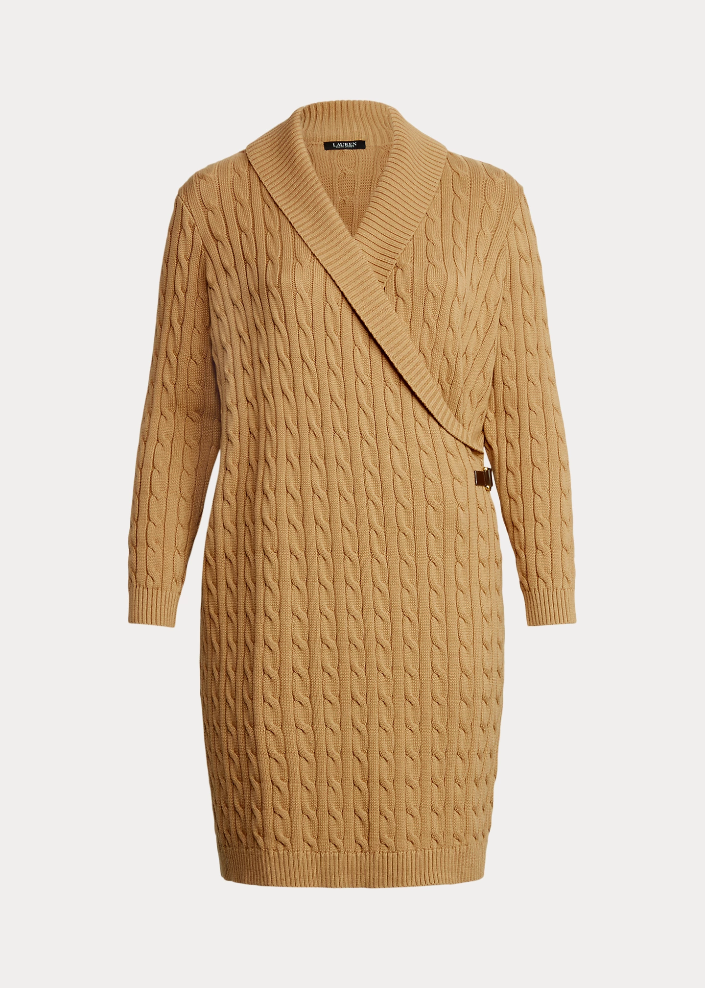 Cable-Knit Buckle-Trim Sweater Dress