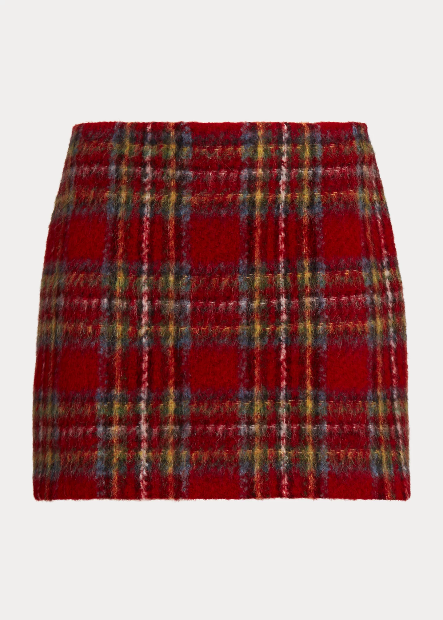 Plaid Mohair Pencil Miniskirt