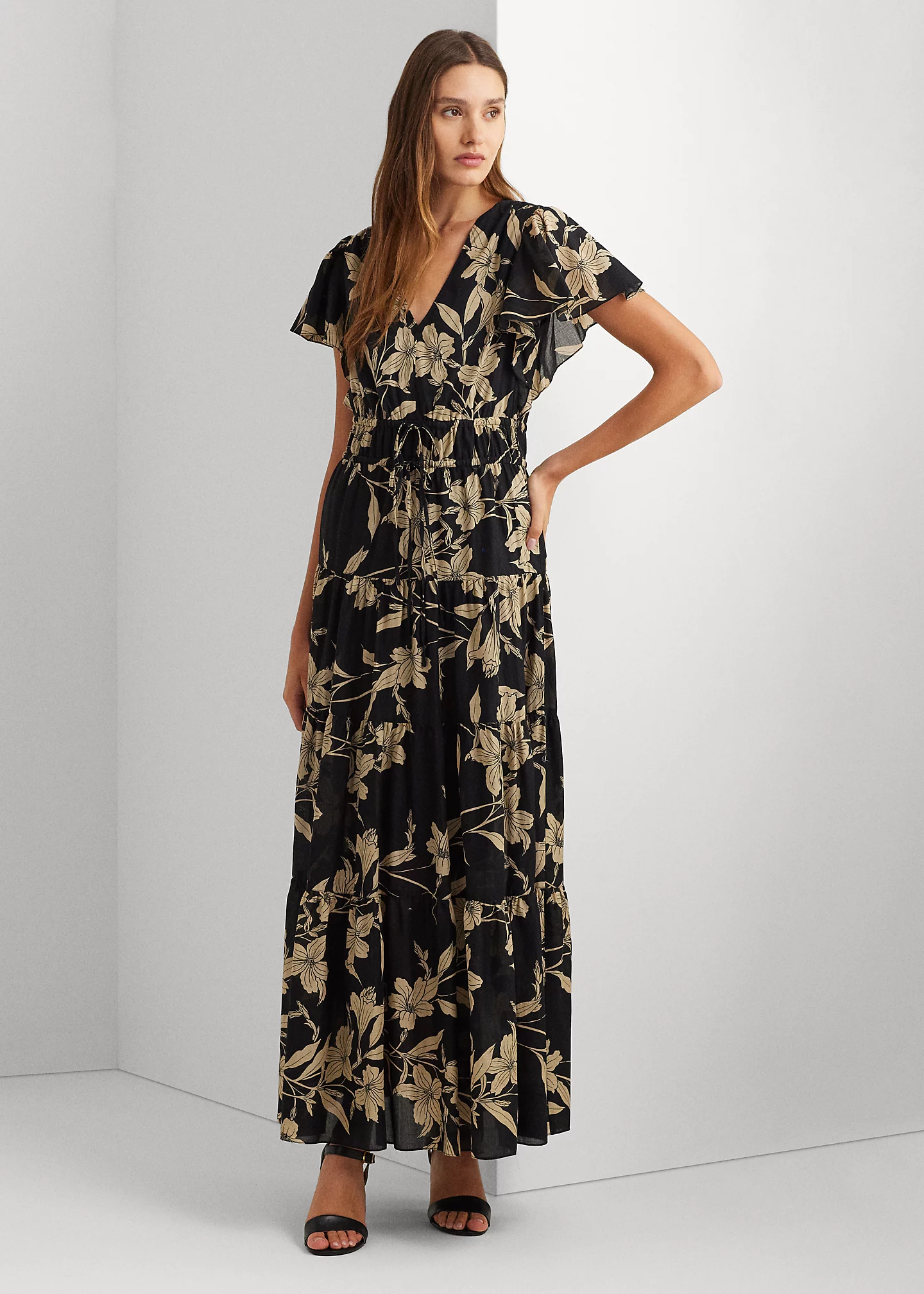Floral Cotton Voile Tiered Maxidress