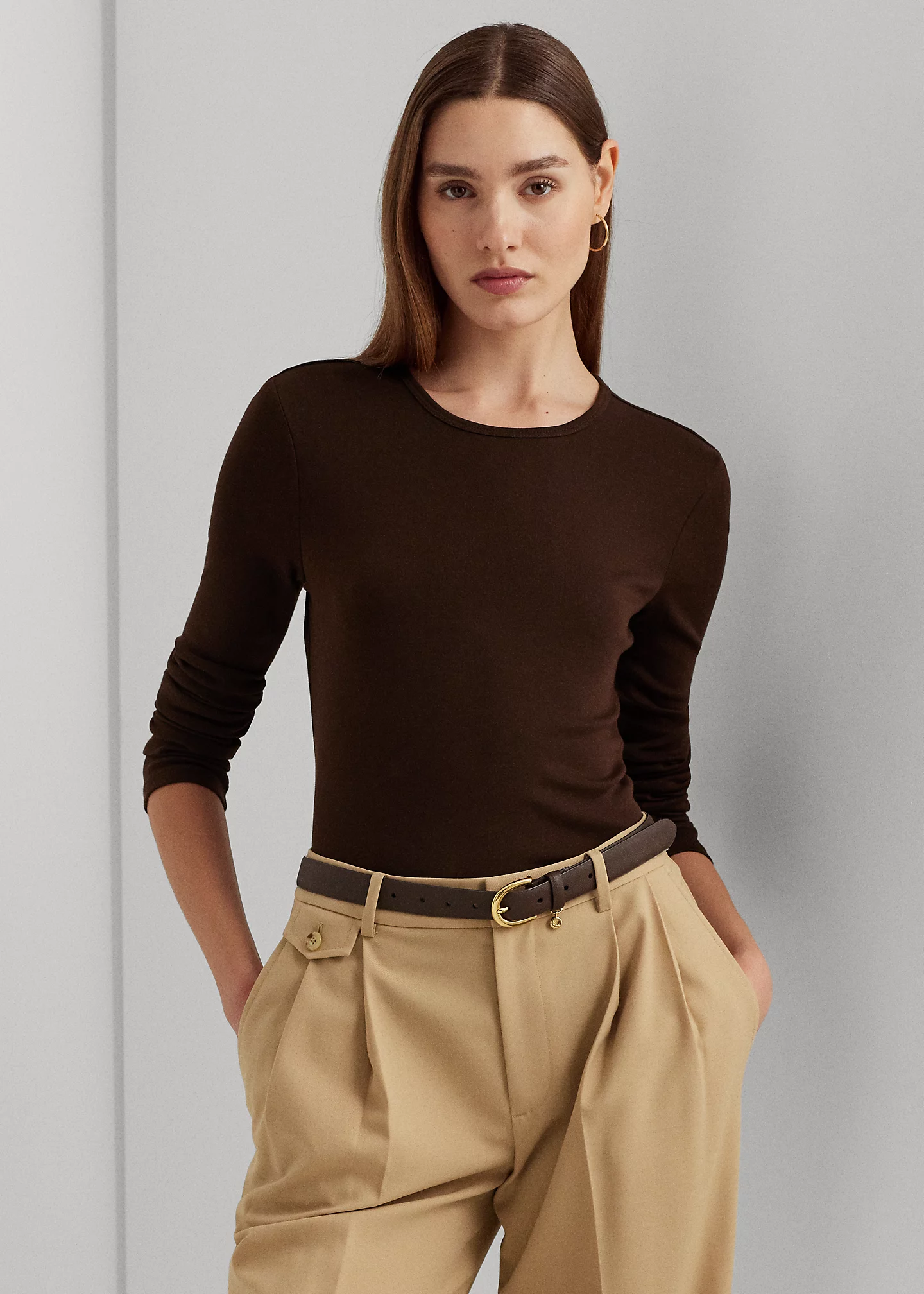 Cotton-Blend Long-Sleeve Top