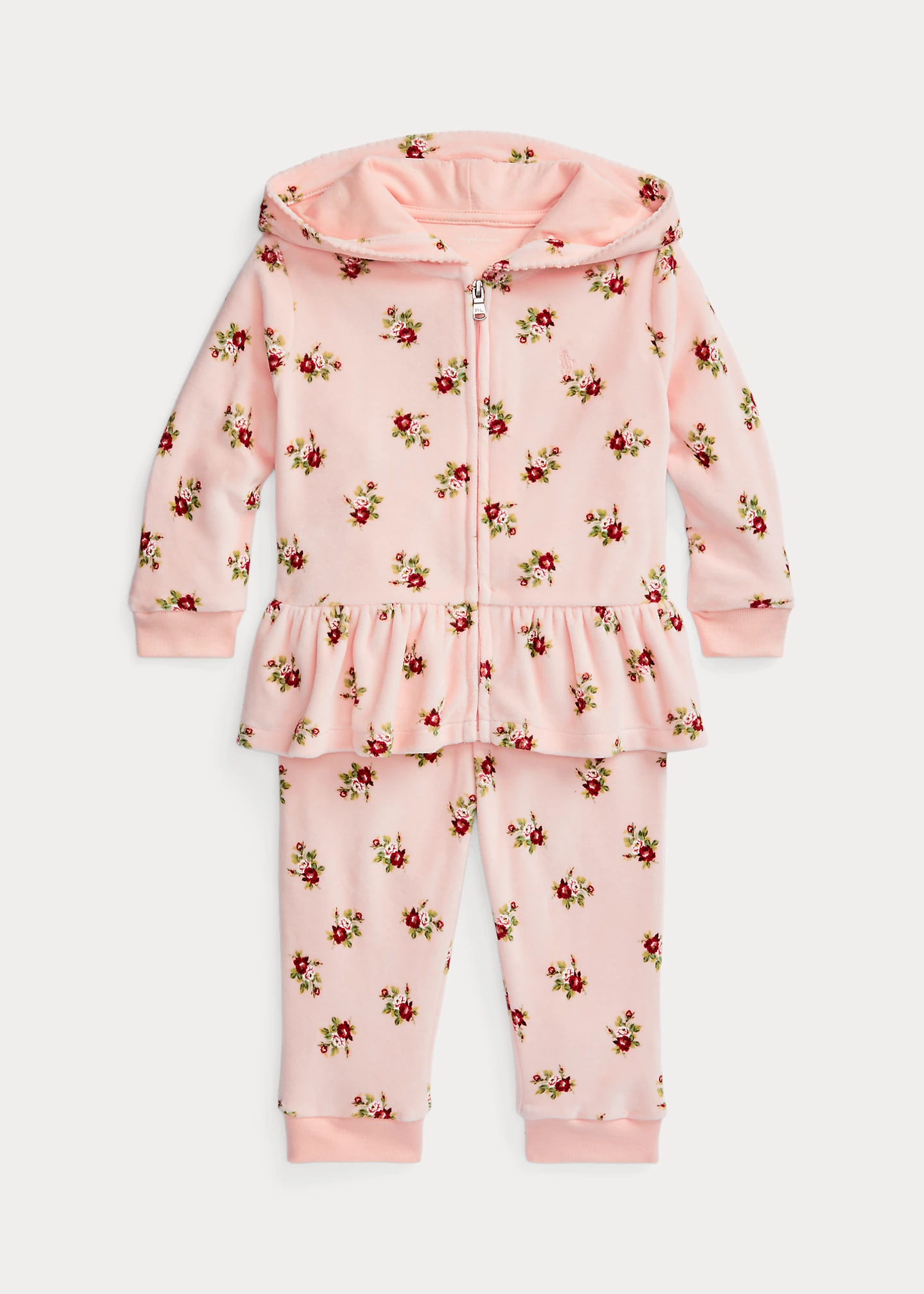 Floral Velour Hoodie & Jogger Pant Set