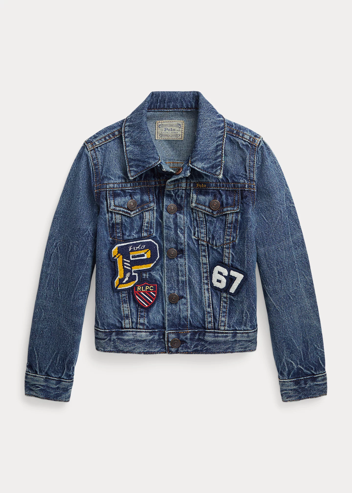 Letterman-Patches Denim Trucker Jacket