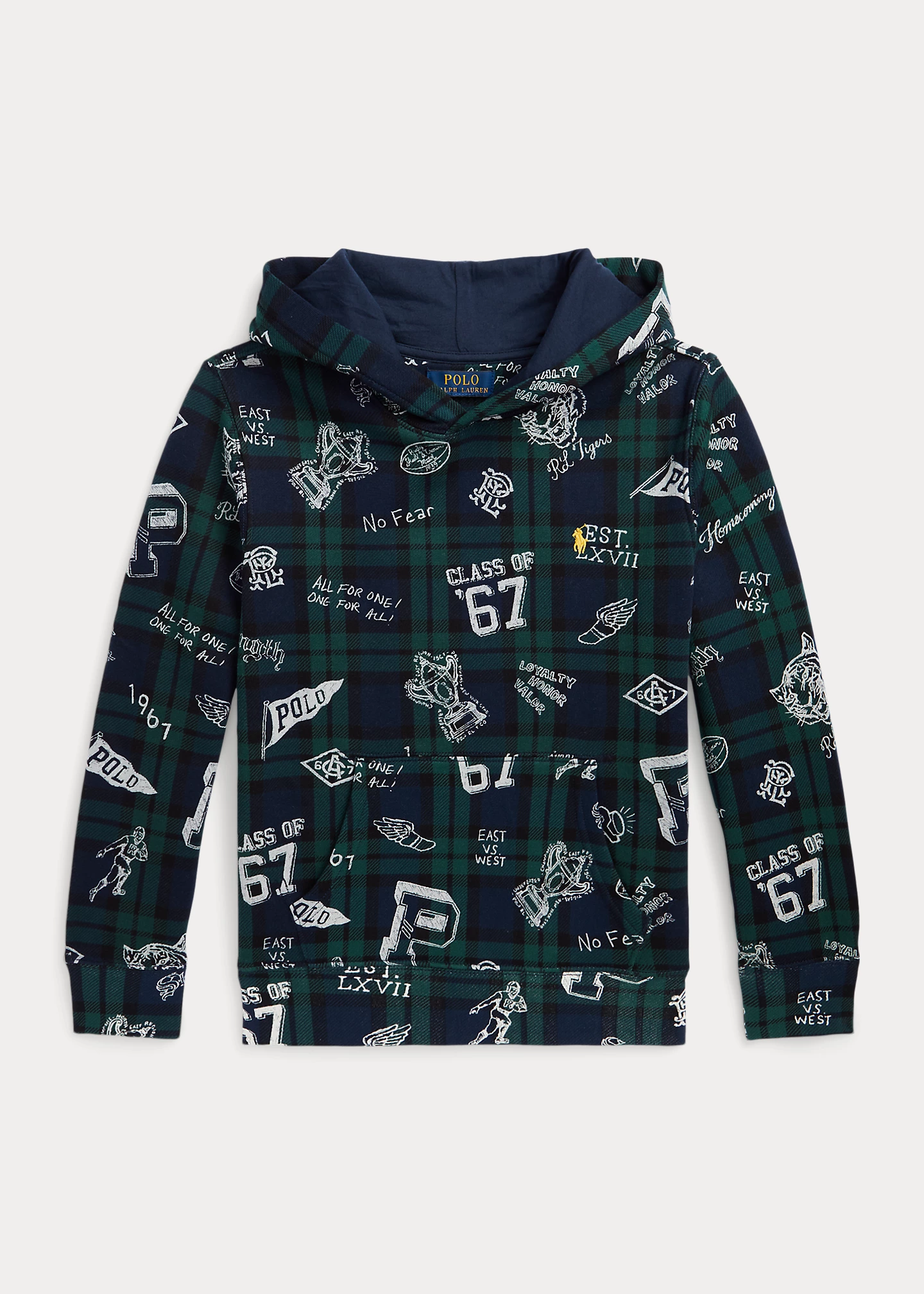 Plaid Fleece Graphic Hoodie
