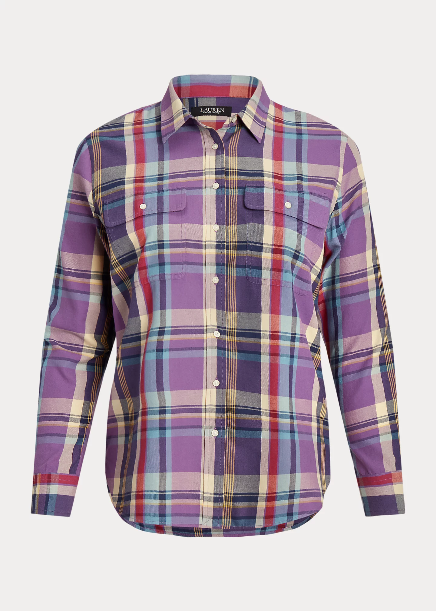 Plaid Suede-Trim Cotton Twill Shirt