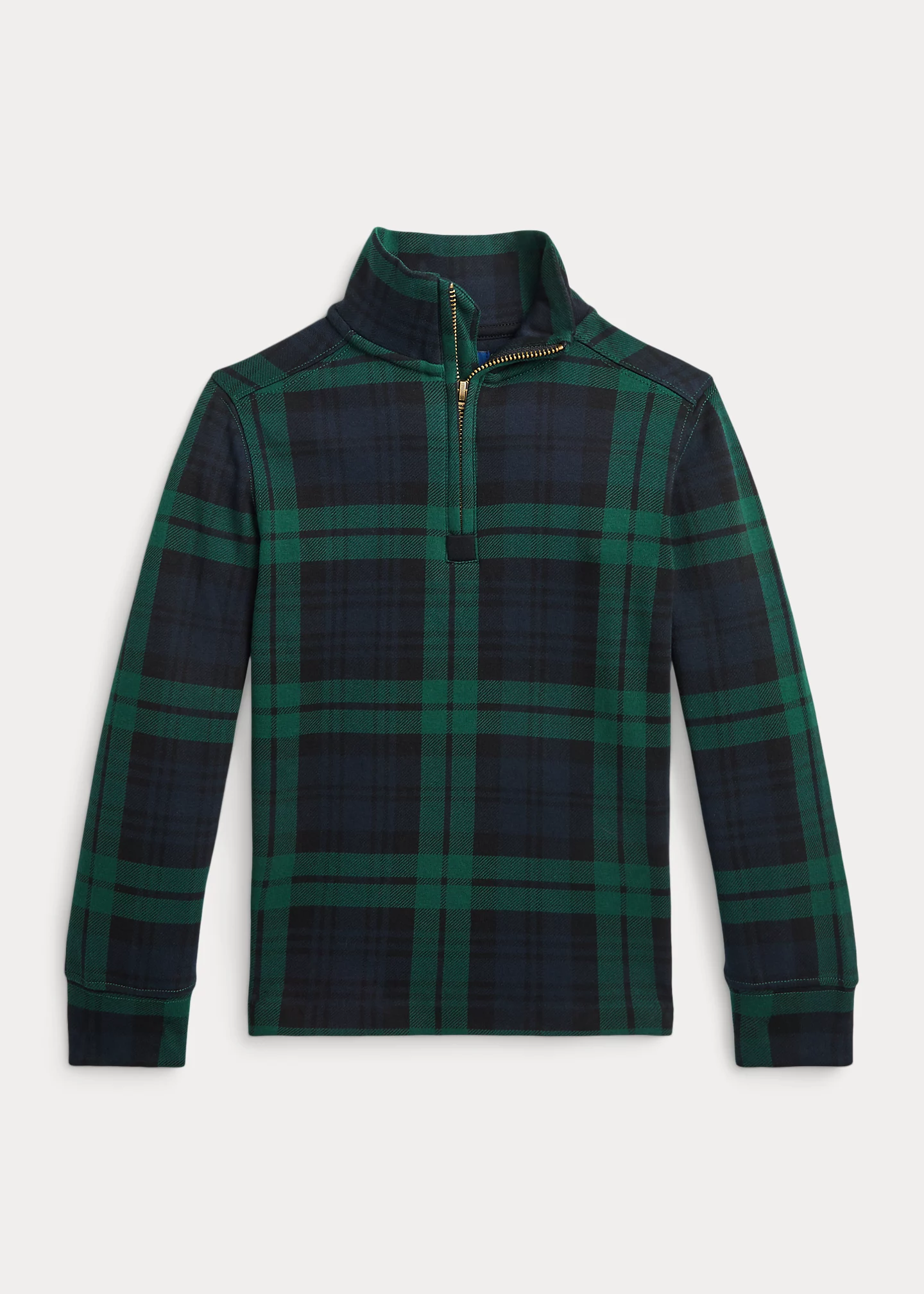 Checked Cotton Interlock Pullover