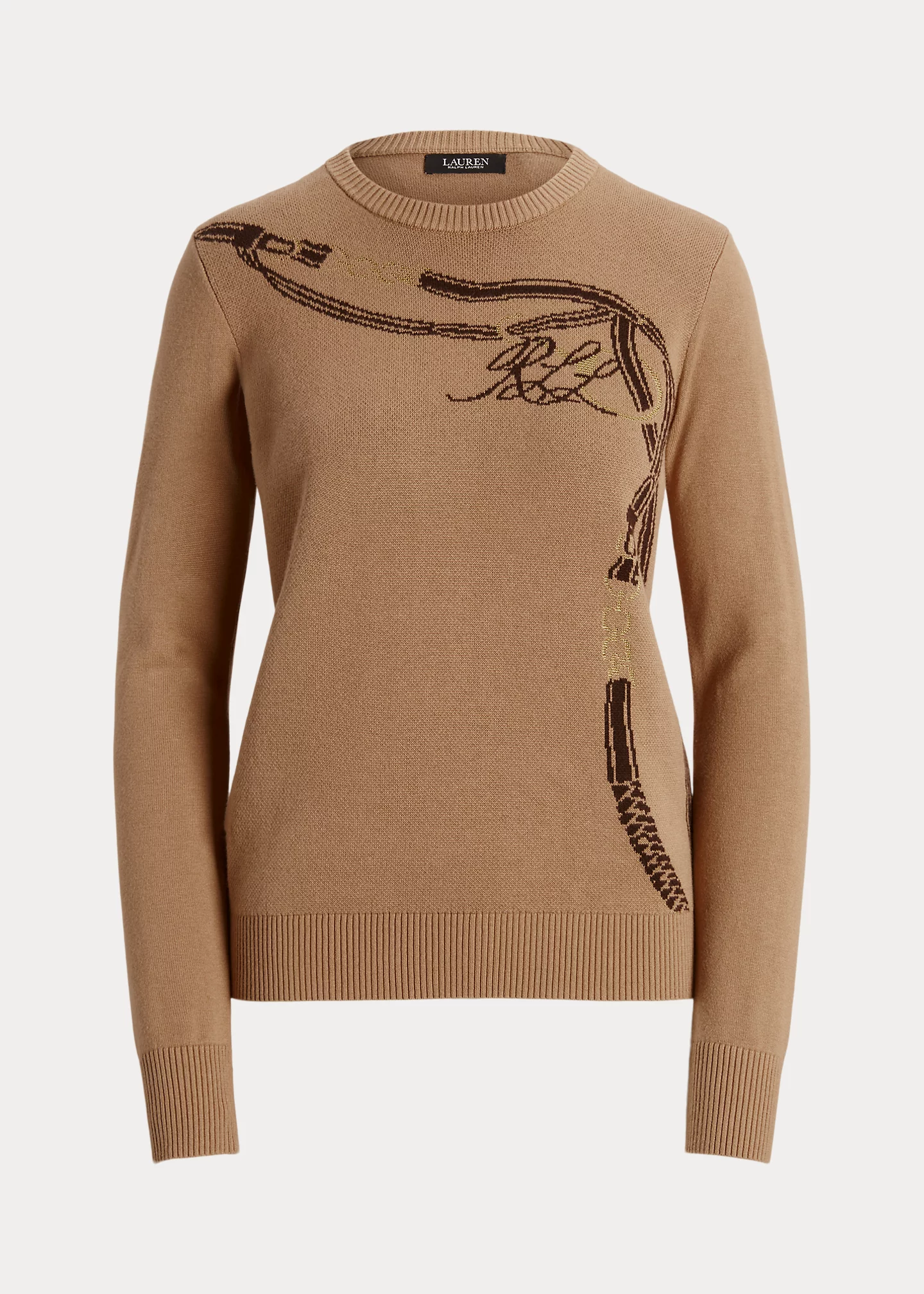 Belting-Motif Cotton-Blend Sweater