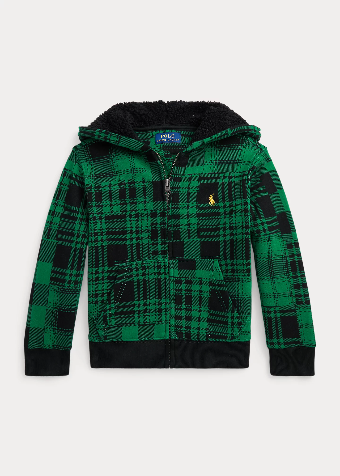 Plaid Fleece Full-Zip Hoodie