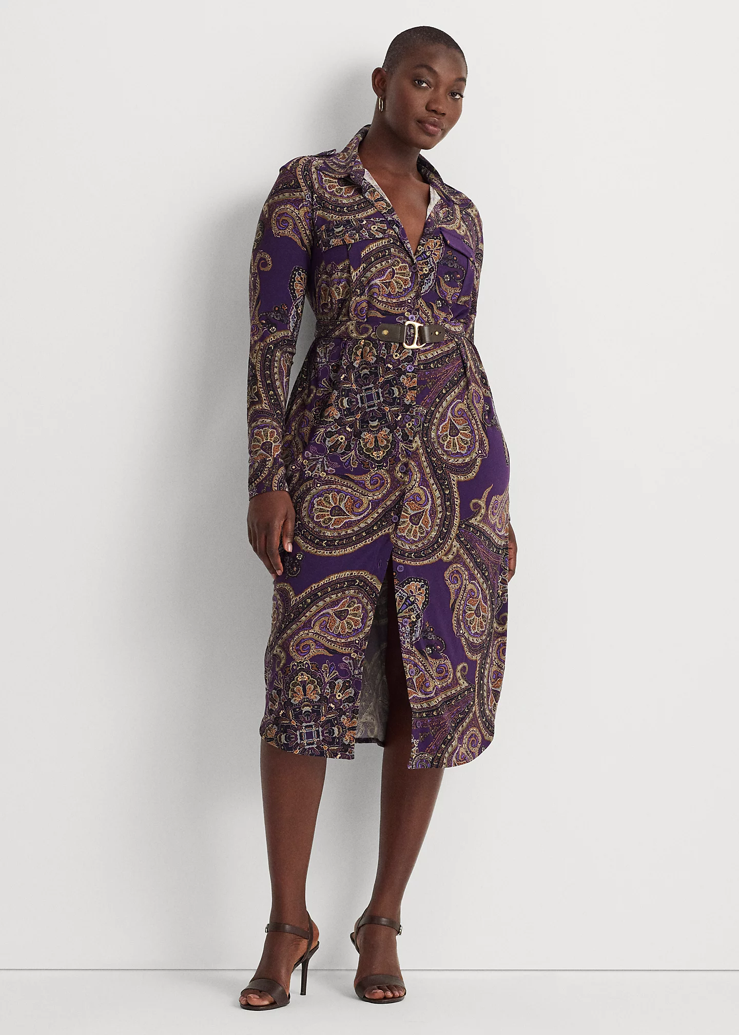 Paisley Stretch Jersey Shirtdress