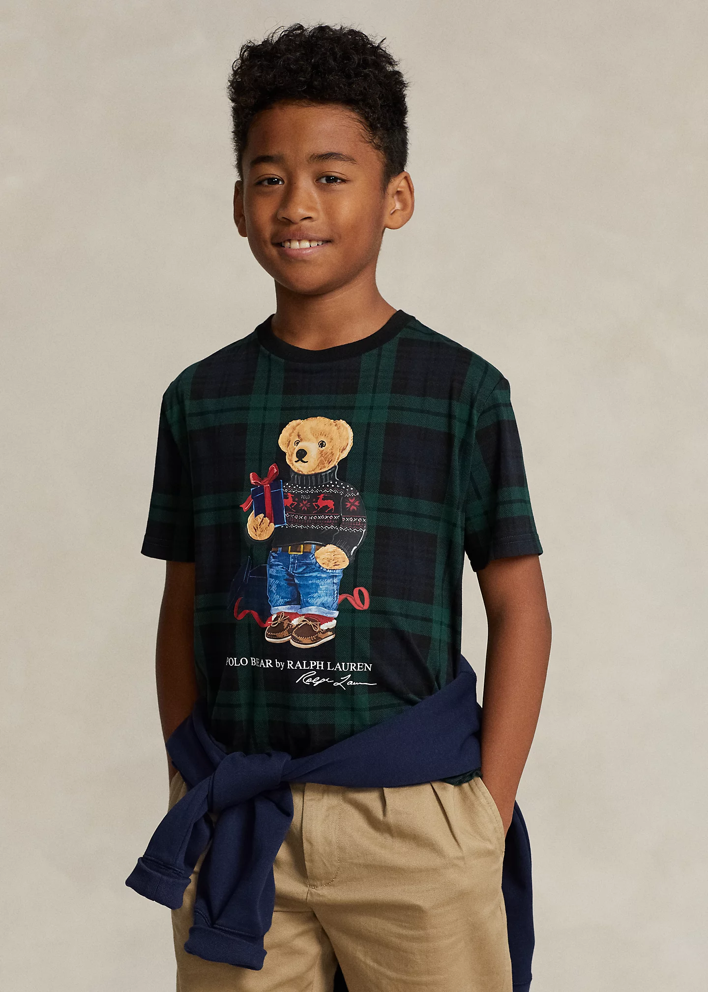Polo Bear Plaid Cotton Jersey Tee