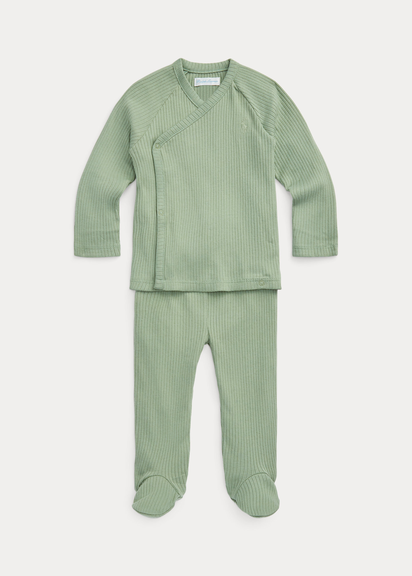 Ribbed Cotton Top & Footed Pant Set