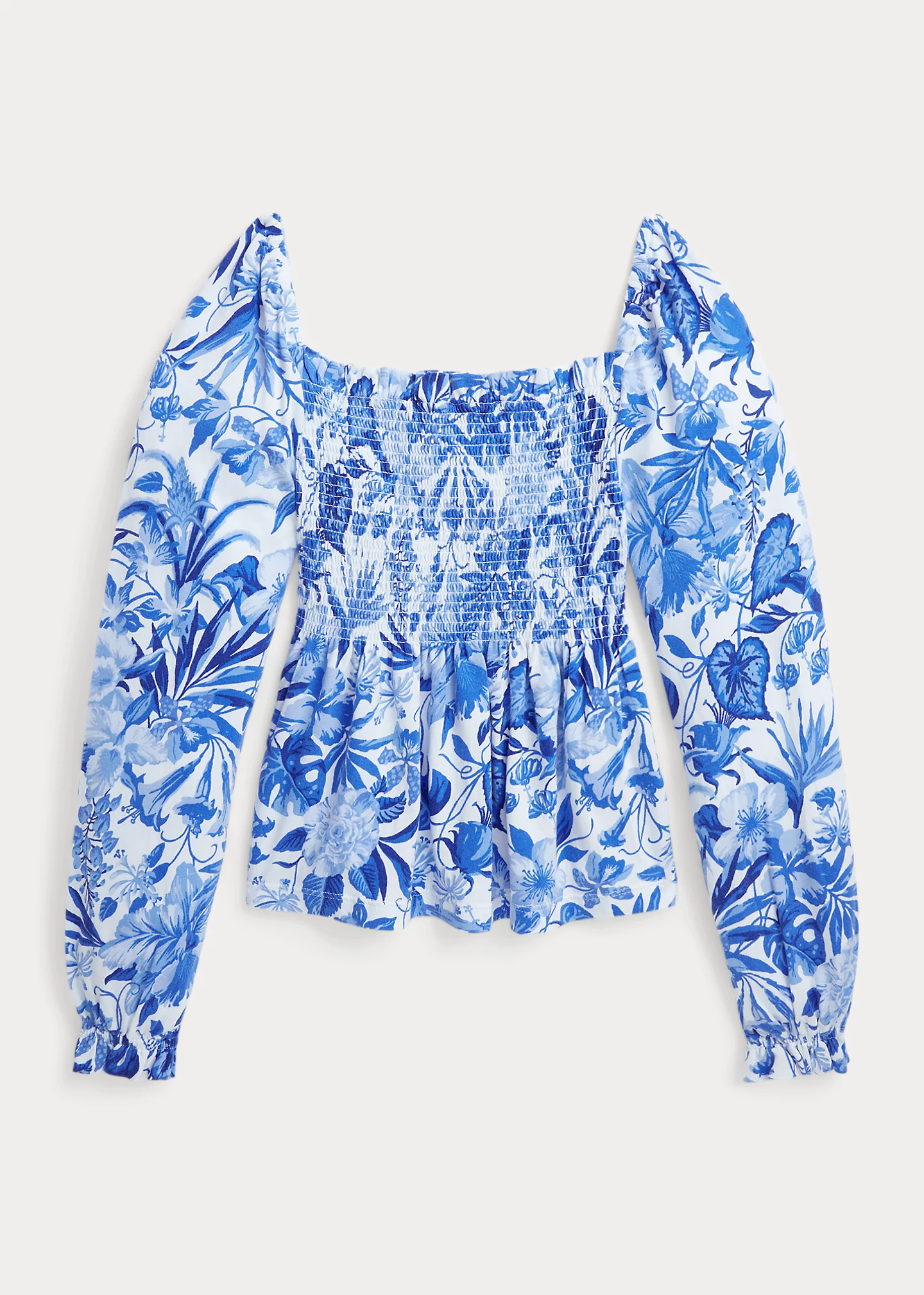 Floral Smocked Cotton Jersey Top