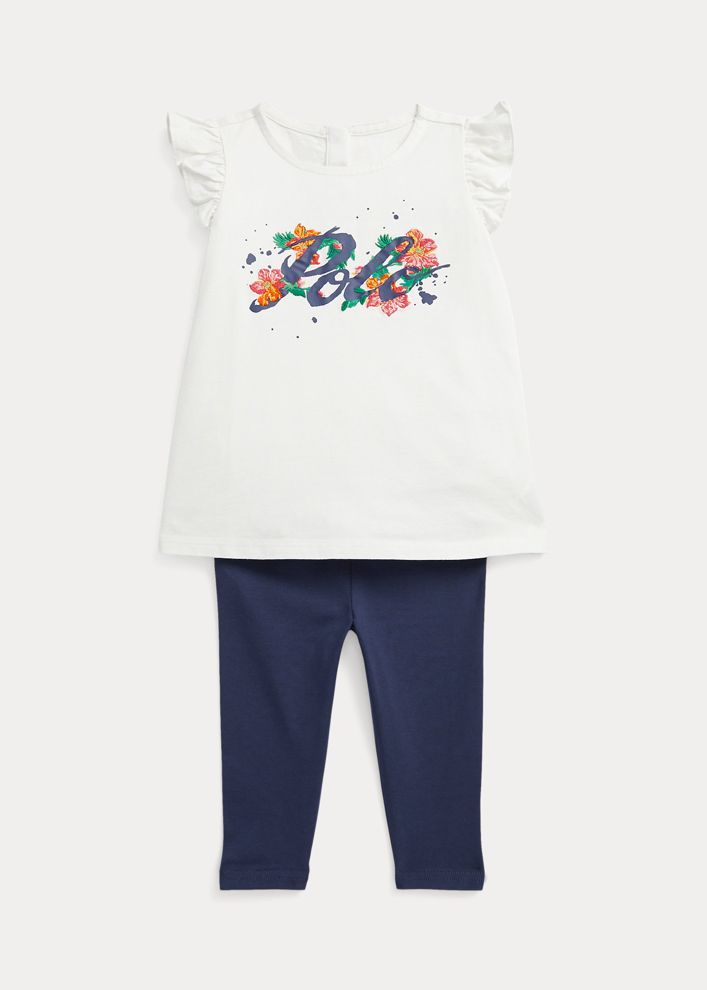 Ruffled Logo Jersey Top & Legging Set