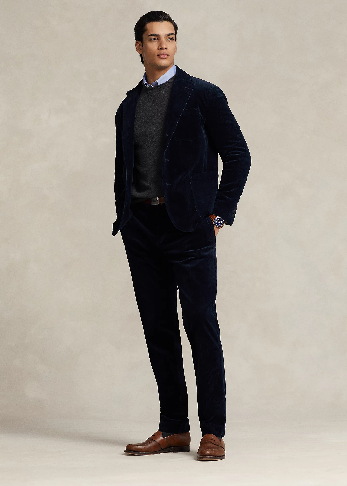 Washed Stretch Corduroy Suit Trouser